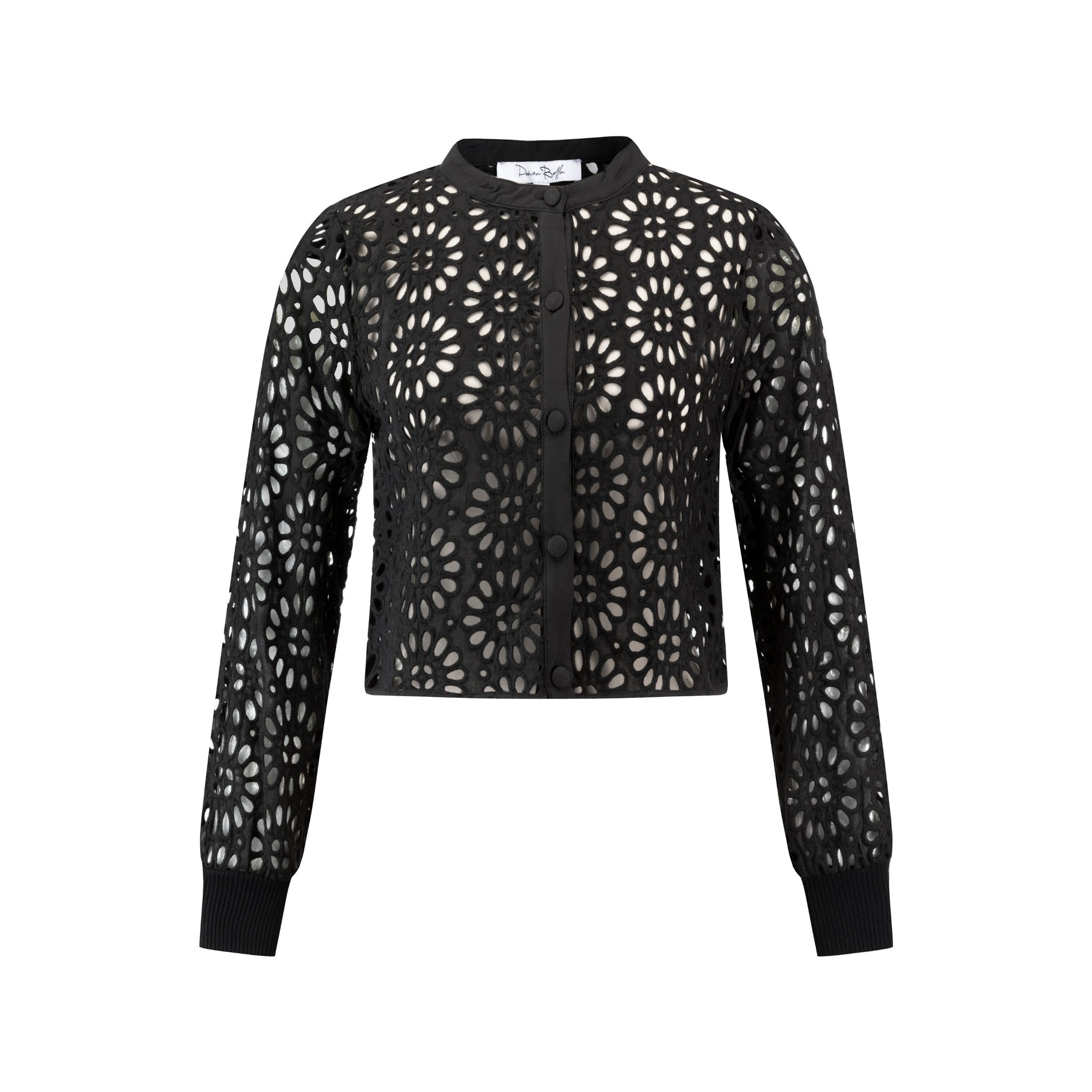 Black Eyelet Cropped Shirt