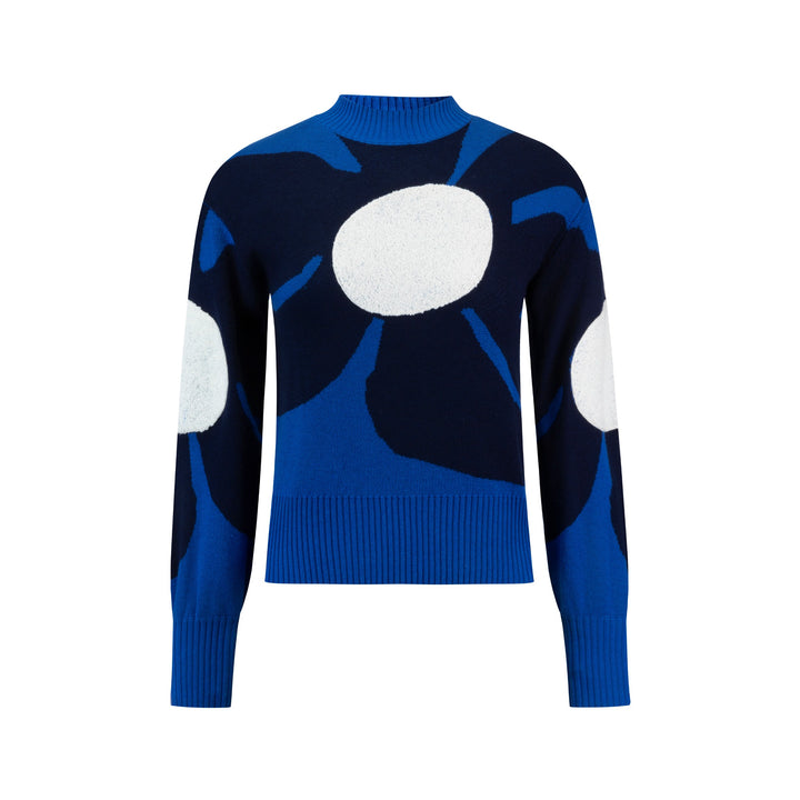 Navy And Royal Blue Printed Sweater