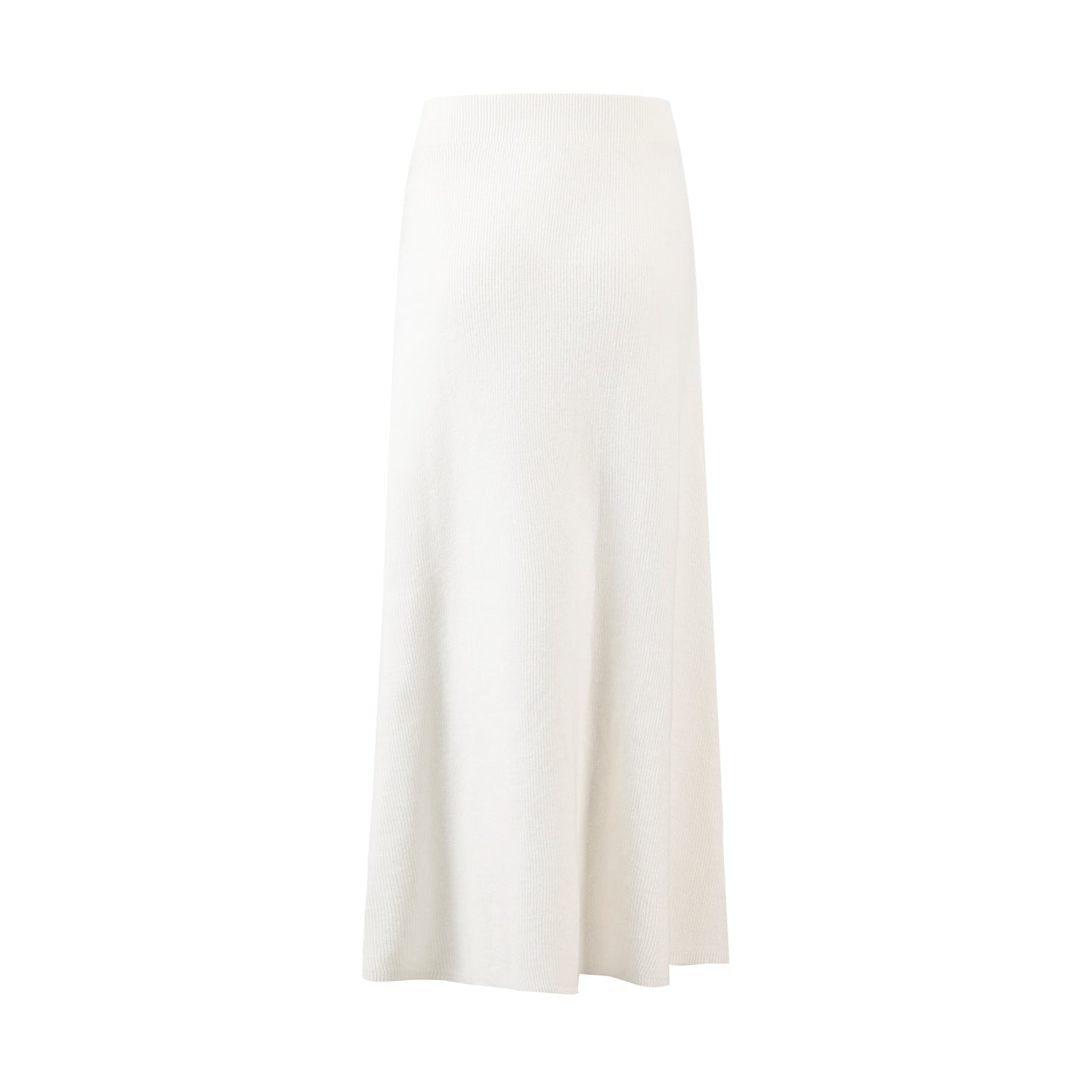 Beige Long Knit Skirt With Ruffle Down Side