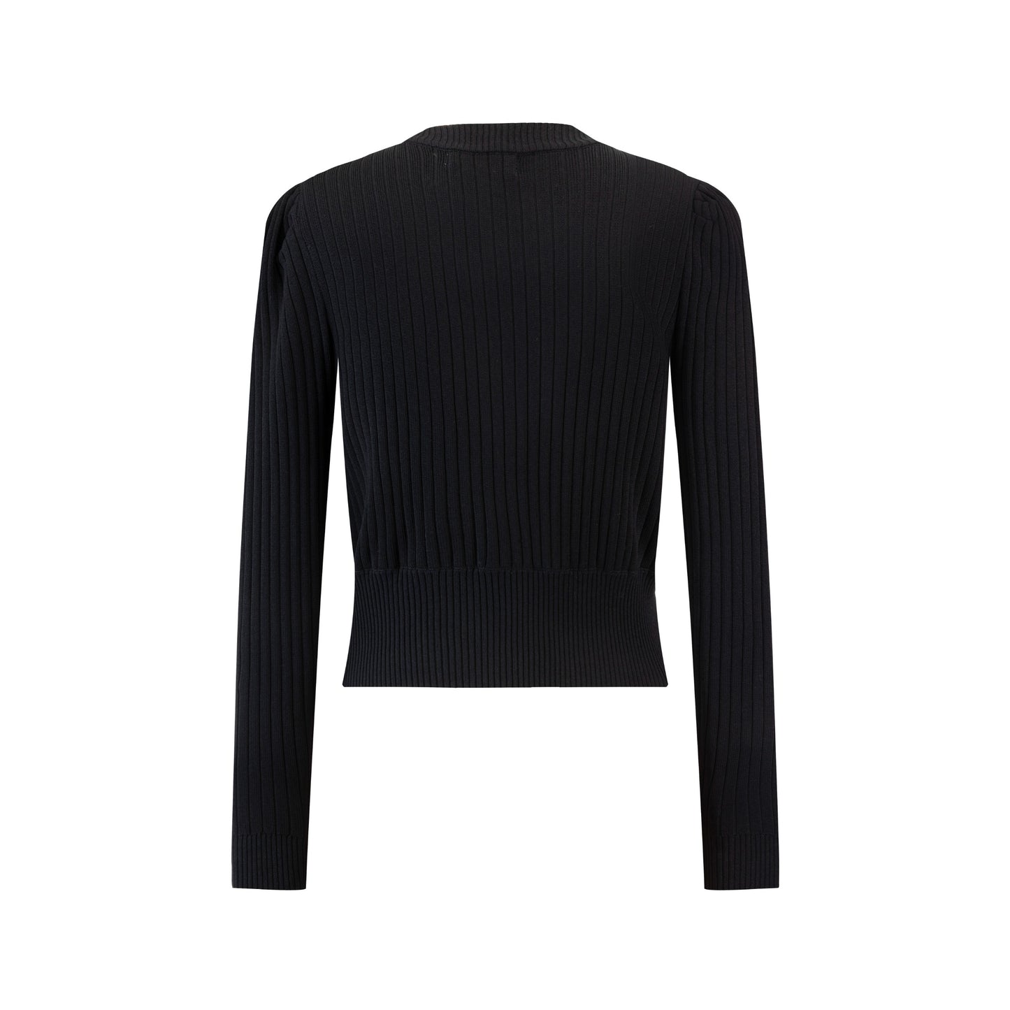 Black Ribbed Knit Cardigan