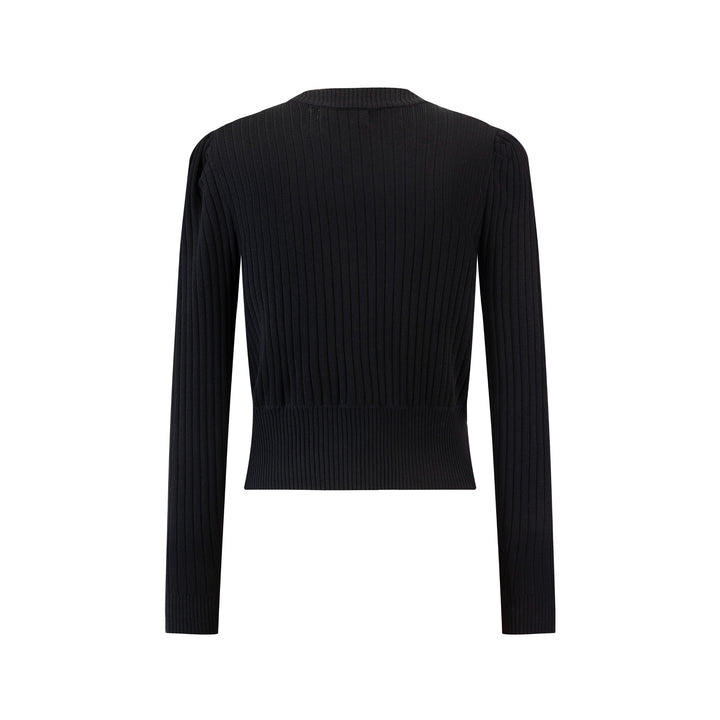 Black Ribbed Knit Cardigan