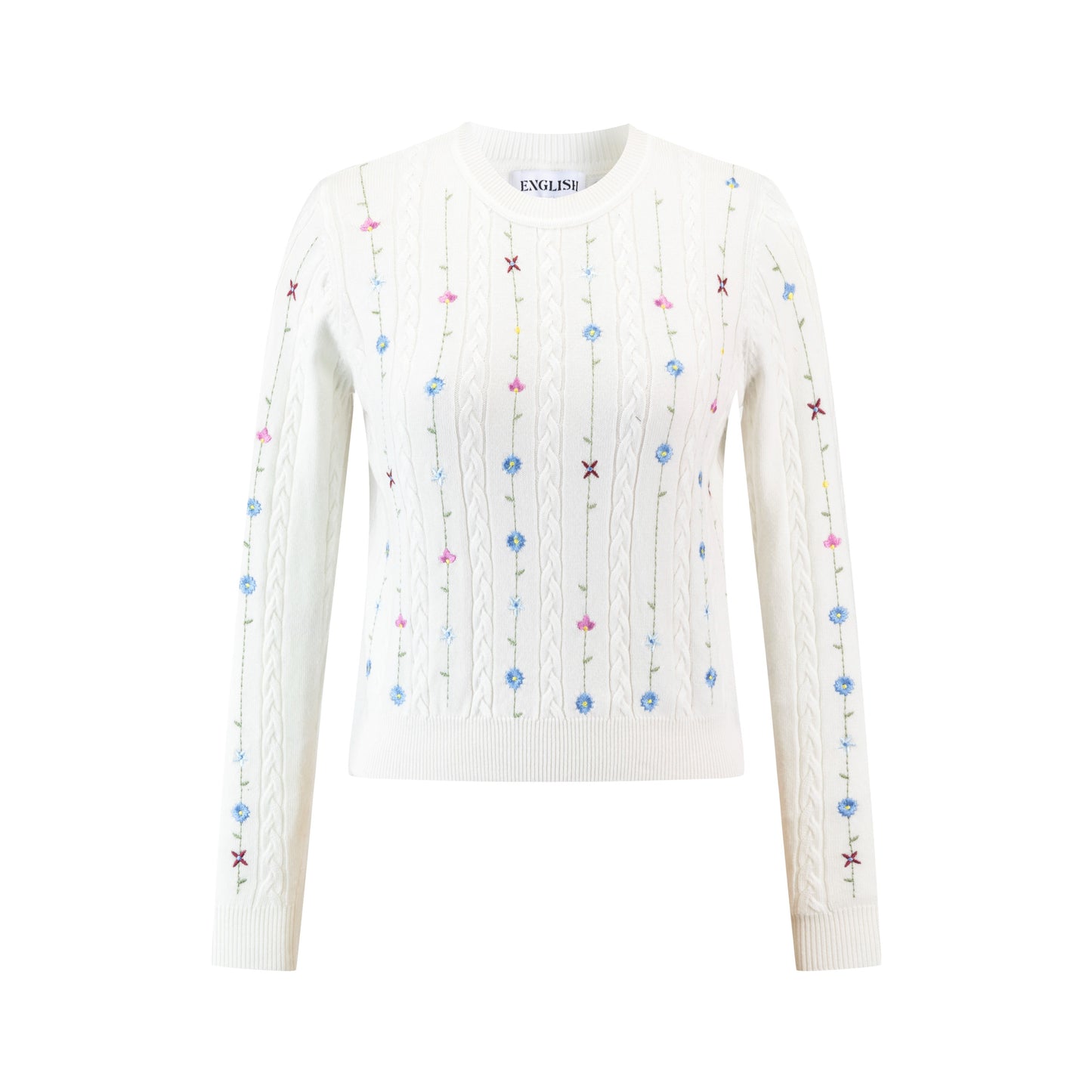 Ivory Knit With Colored Embroidery