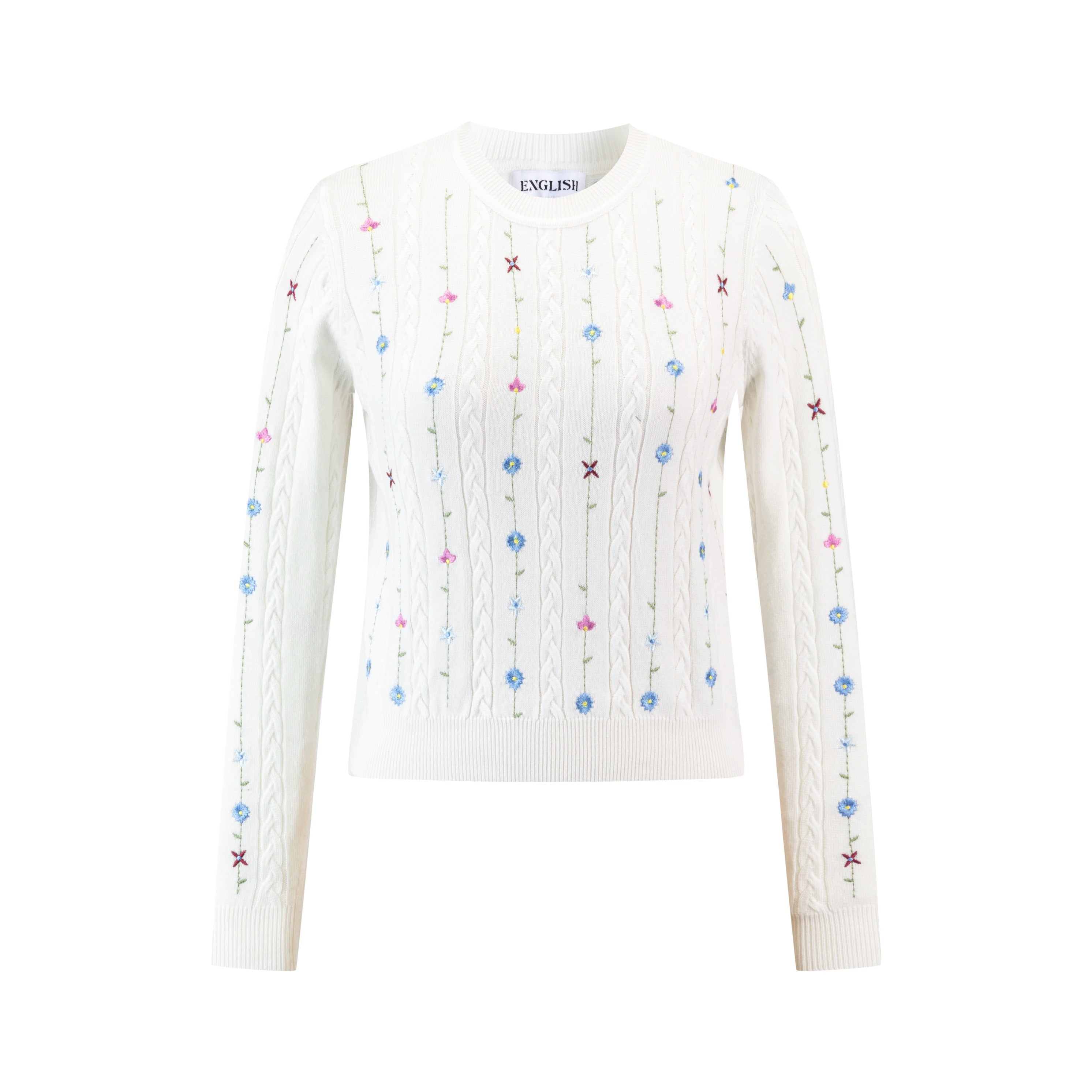 Ivory Knit With Colored Embroidery