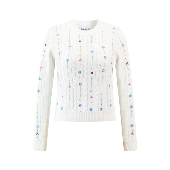 Ivory Knit With Colored Embroidery