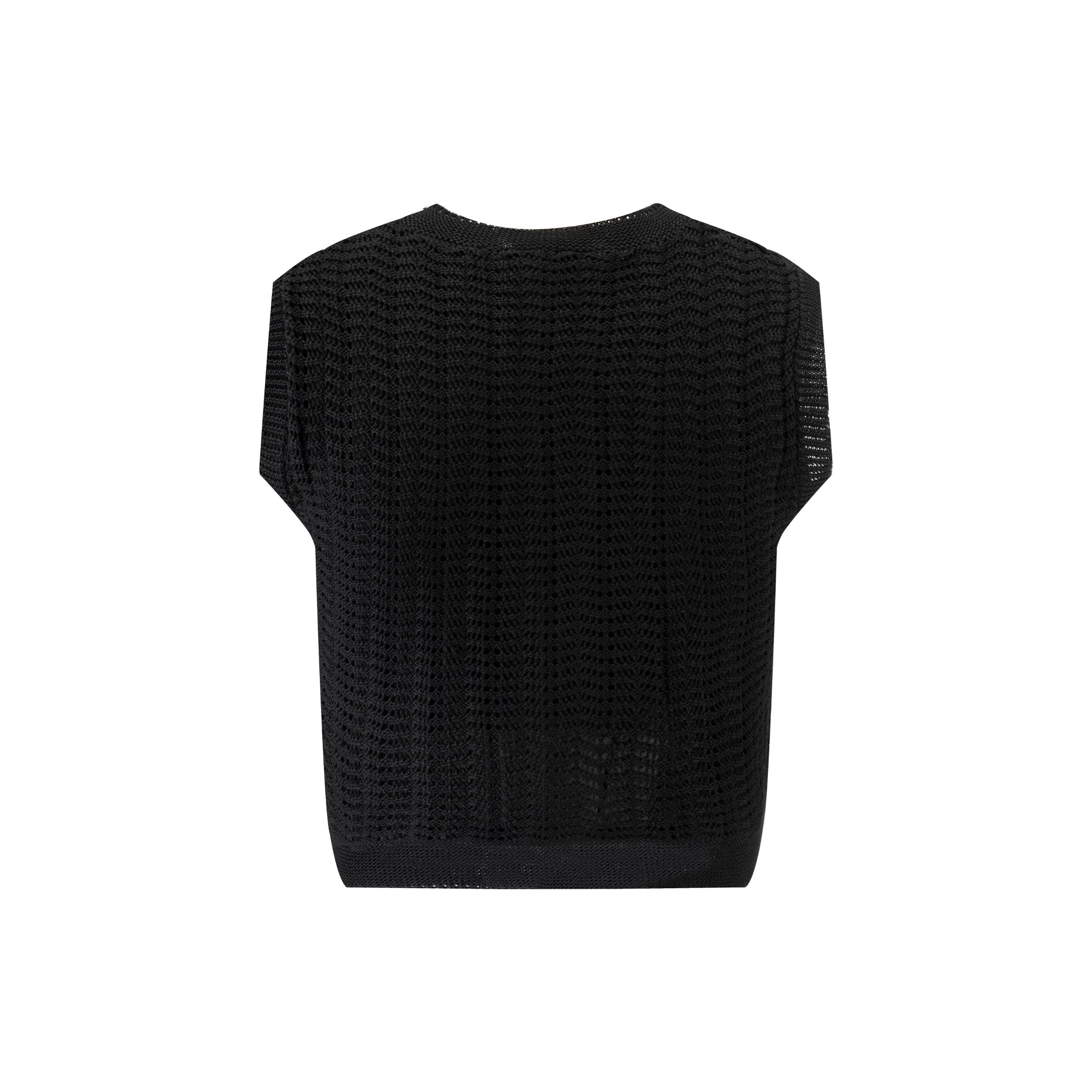 Black Crochet Long Sleeve Top