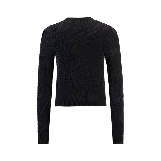 Black Knit Top With Furry Designs