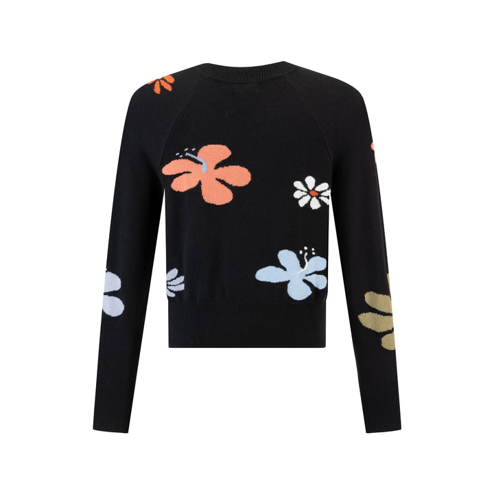 Black Knit With Colored Flowers