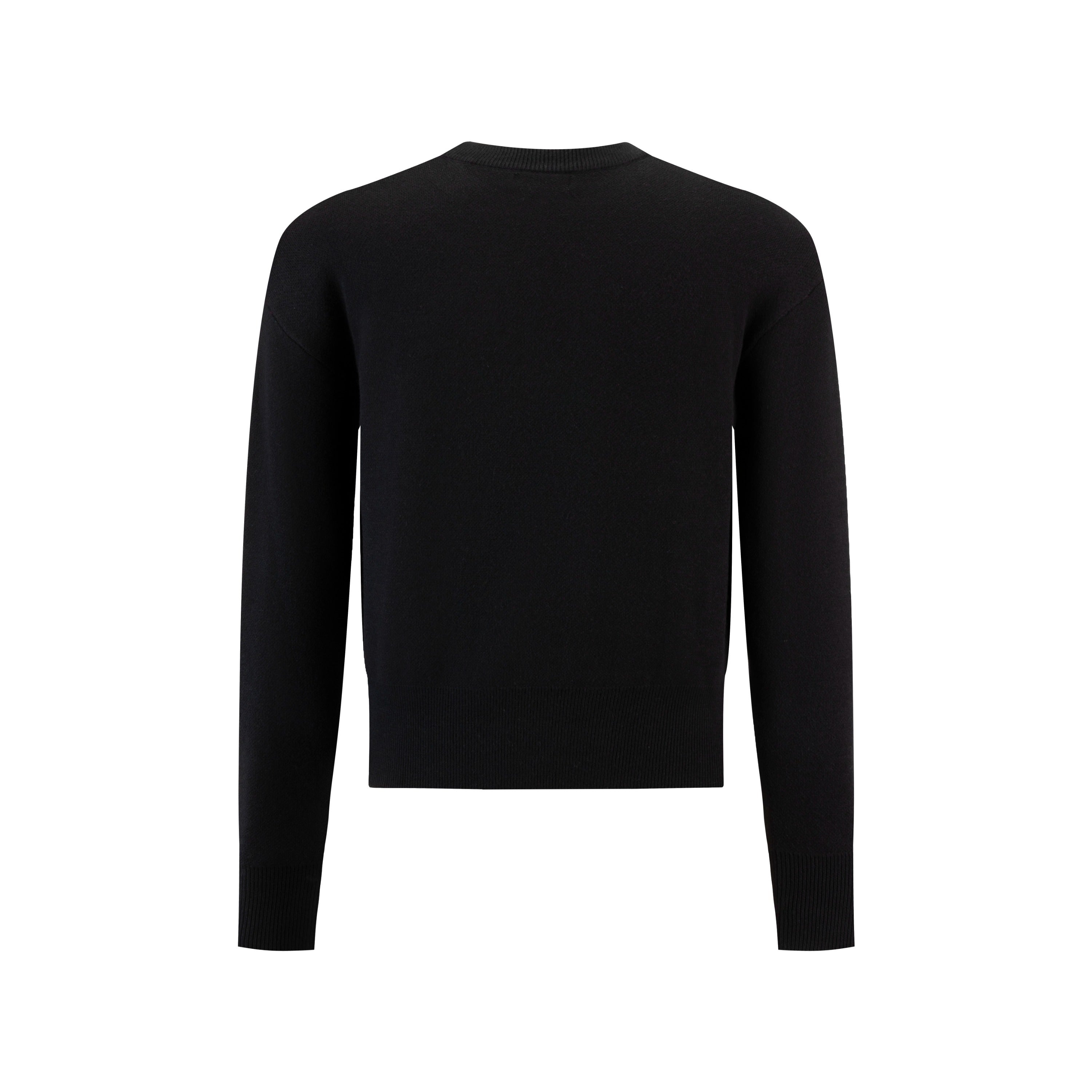 Black Knit Sweater With "Bonjour" Written Across