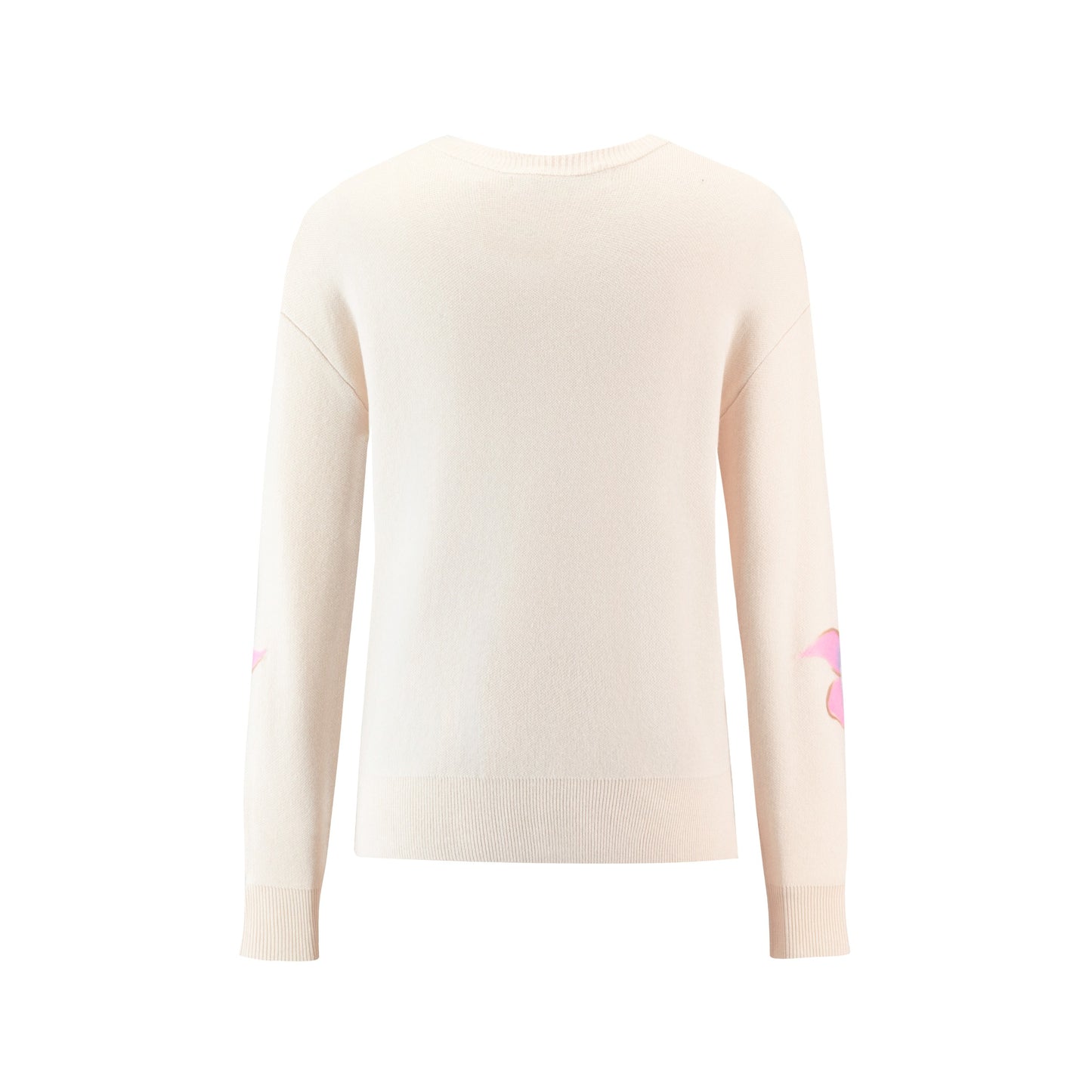 Ivory Knit Sweater With Pastel Colored Flowers