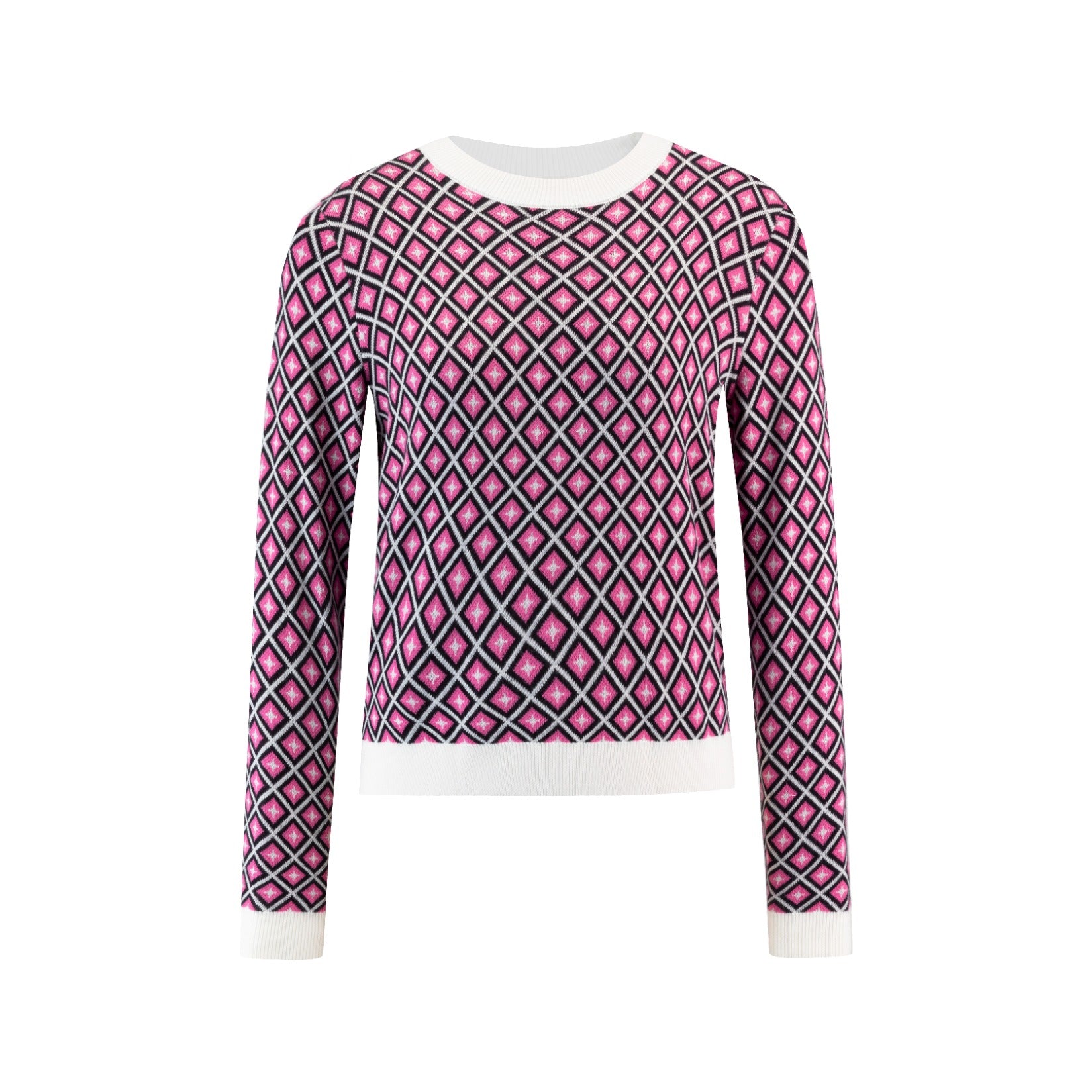 Pink Diamond Print Knit Sweater