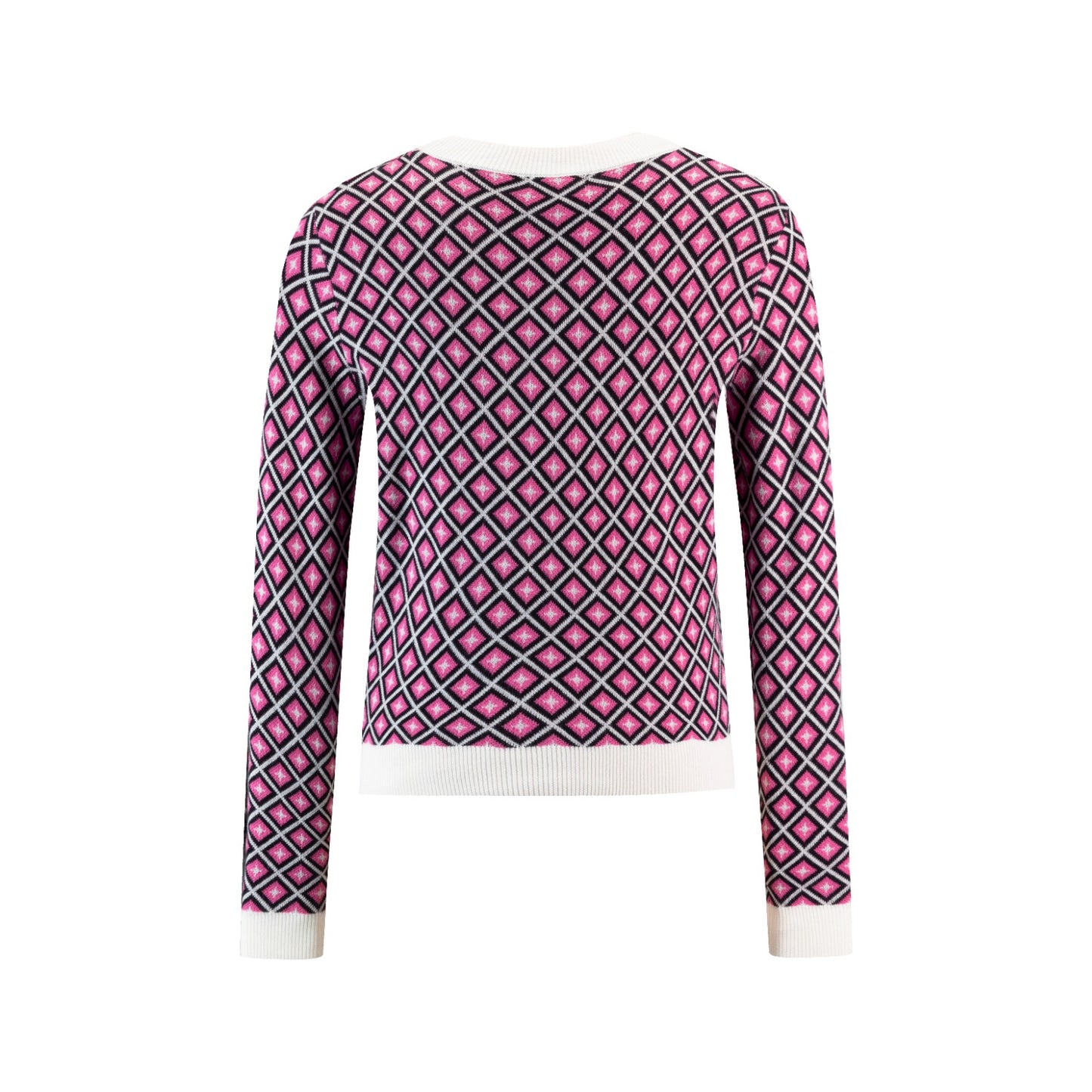 Pink Diamond Print Knit Sweater