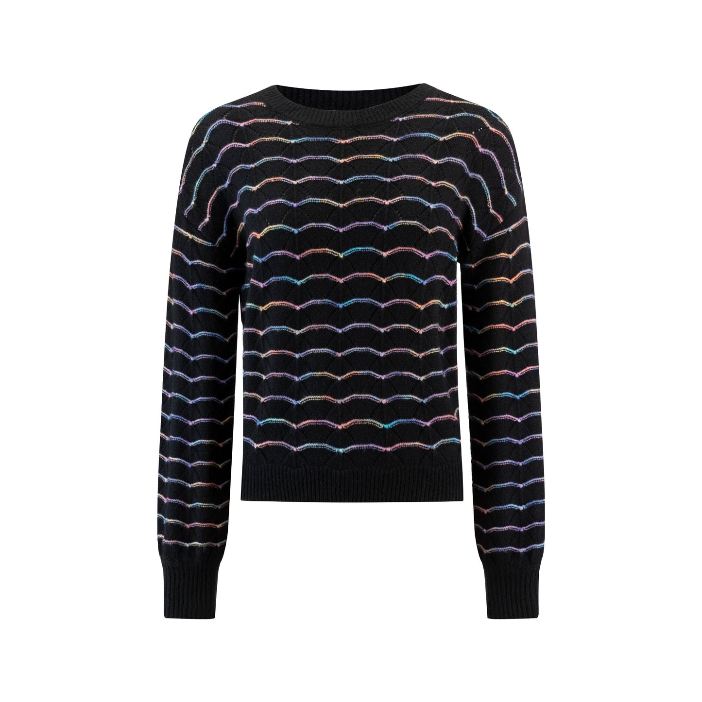 Black Sweater With Multicolored Lines