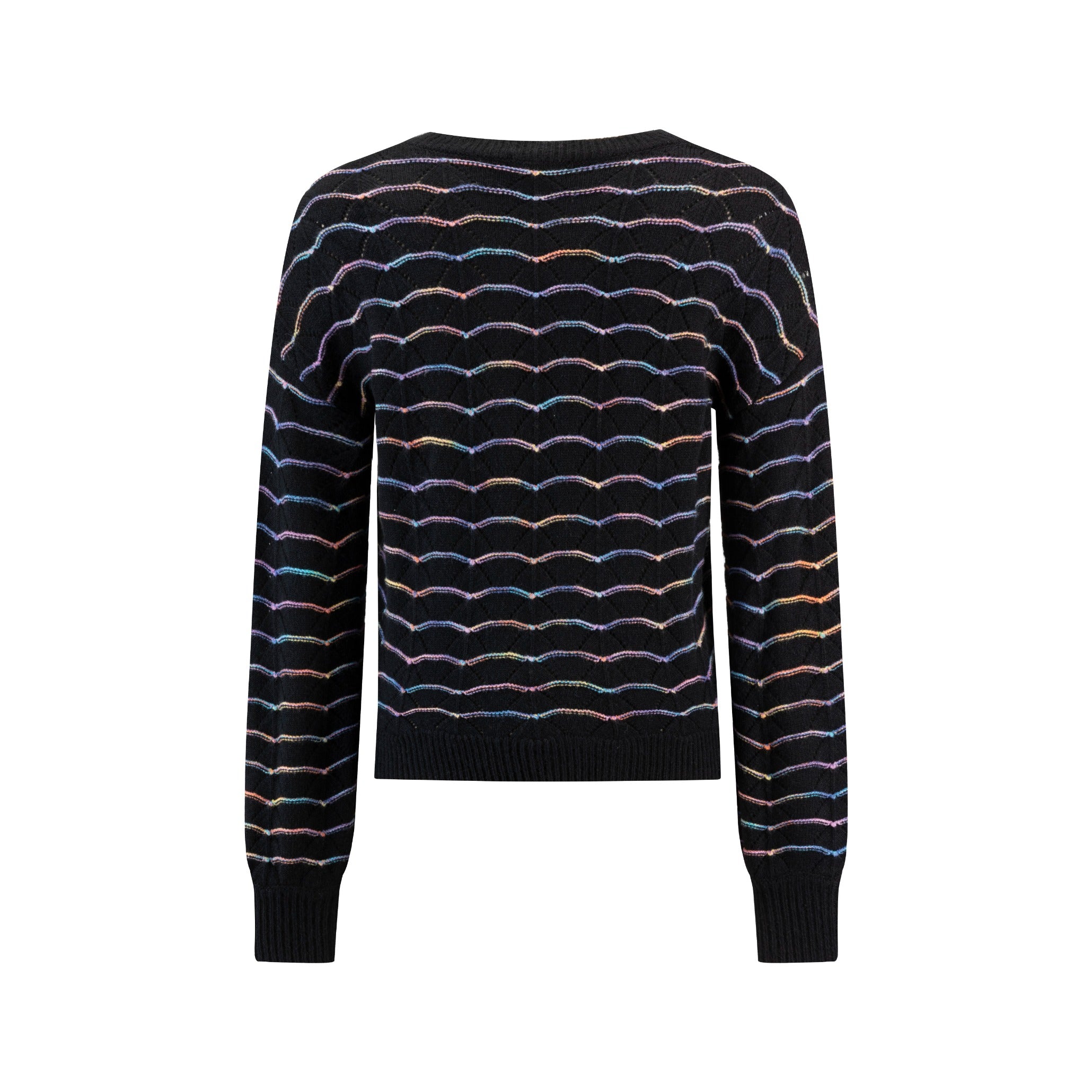 Black Sweater With Multicolored Lines