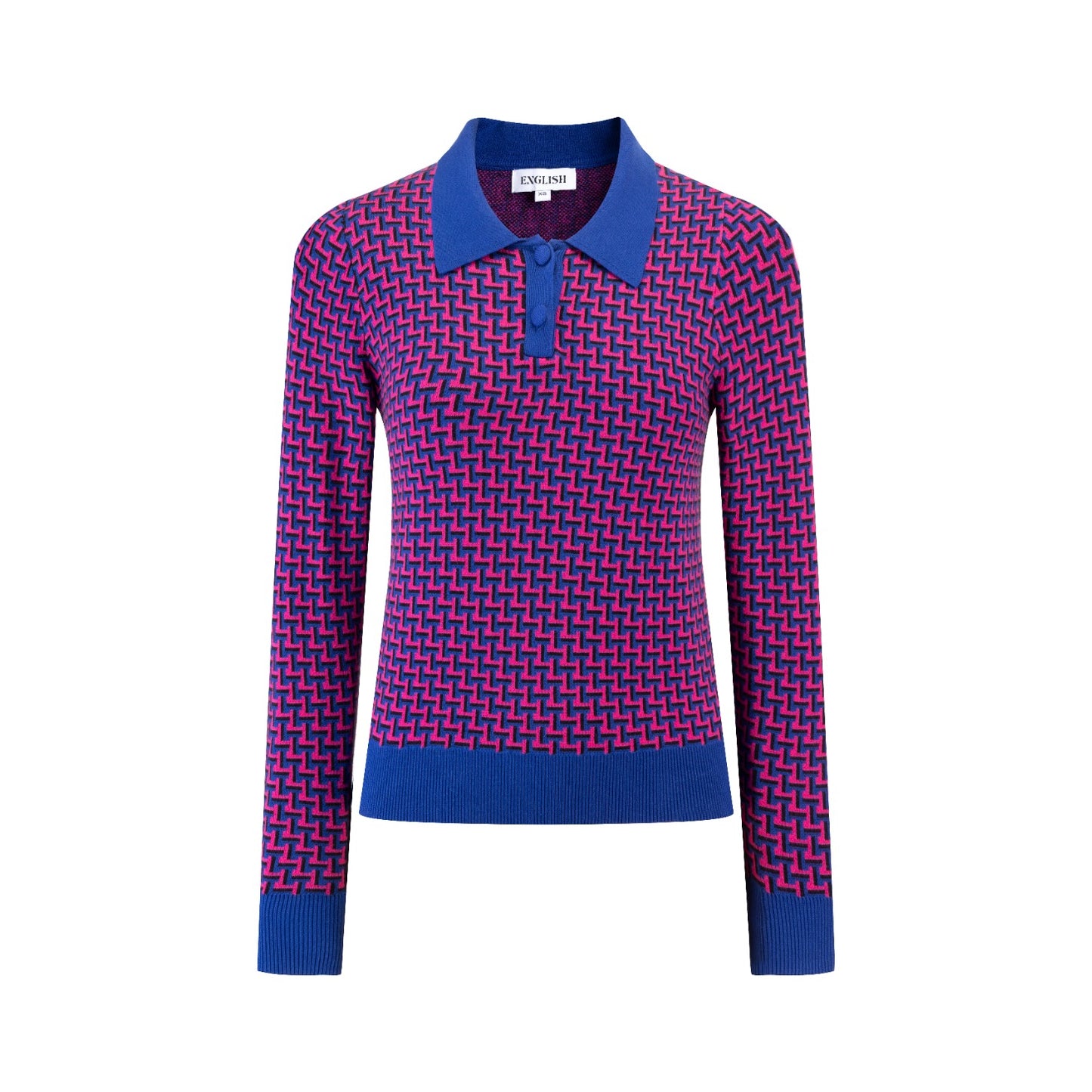 Royal Blue And Pink Knit Polo