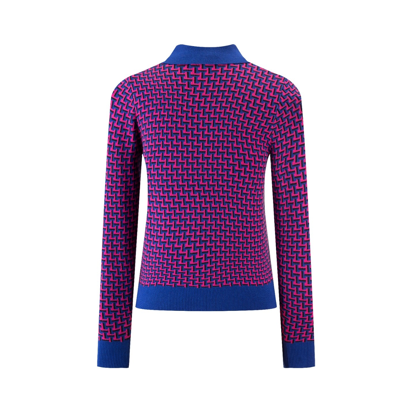 Royal Blue And Pink Knit Polo