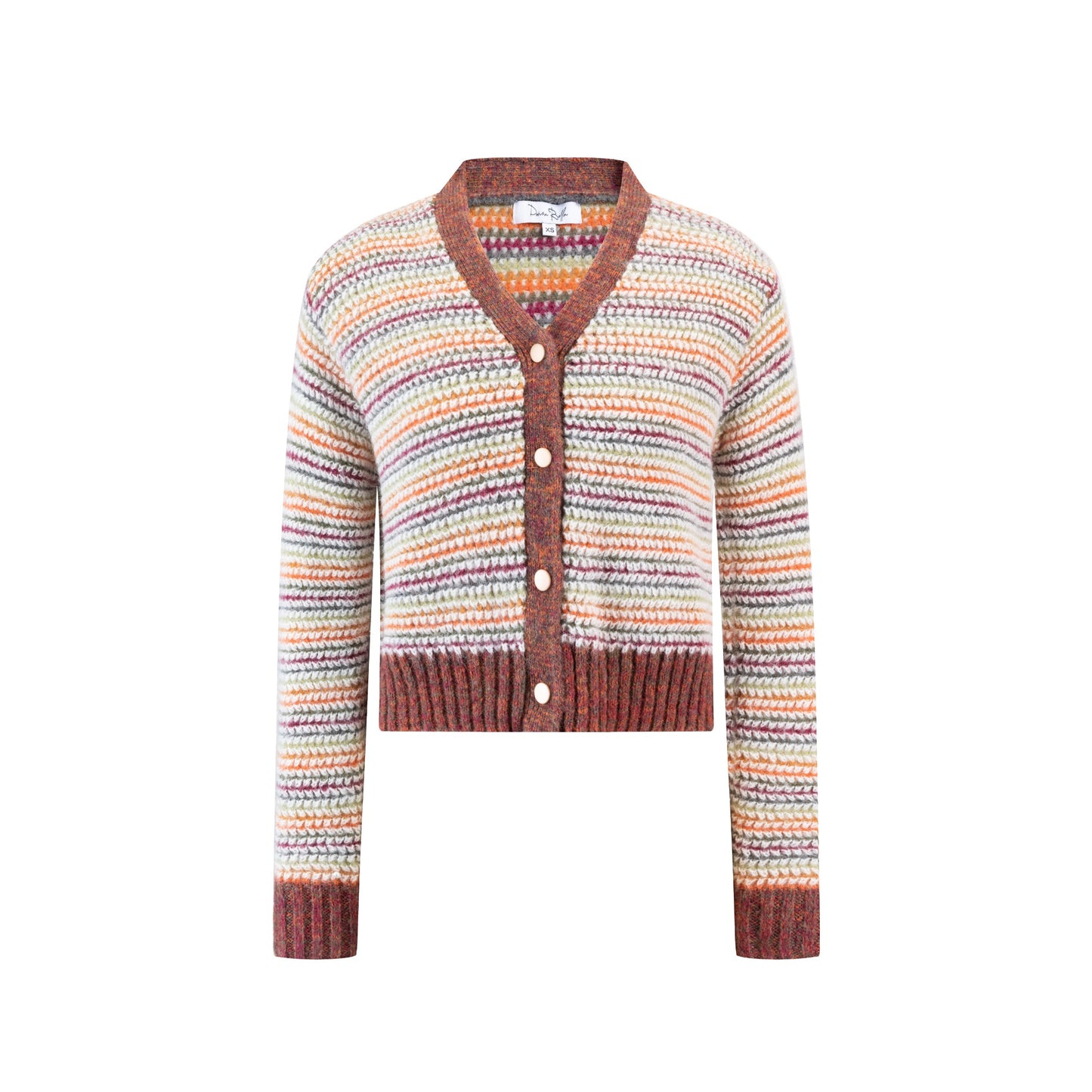 Ivory Cardigan With Multicolored Stripes