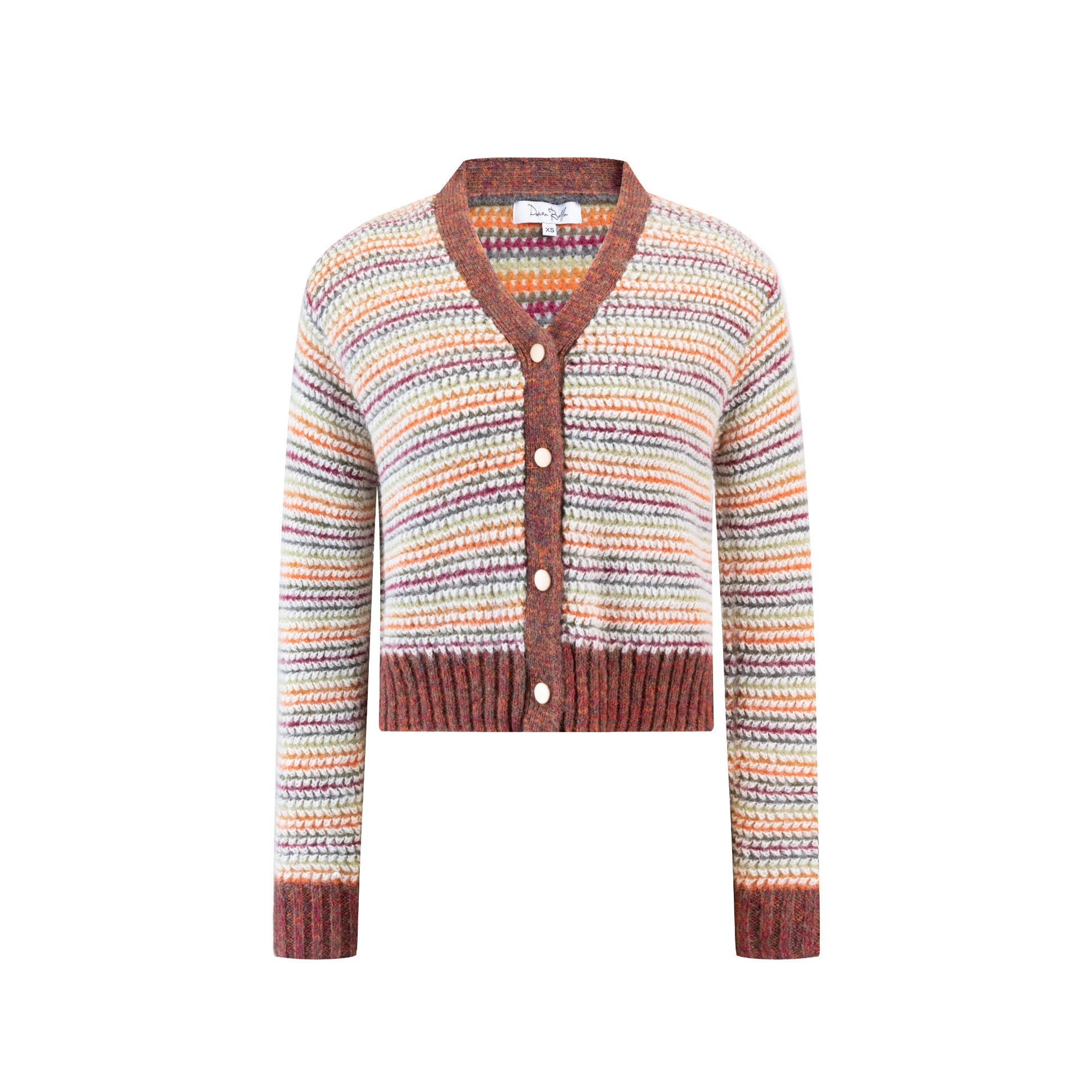 Ivory Cardigan With Multicolored Stripes