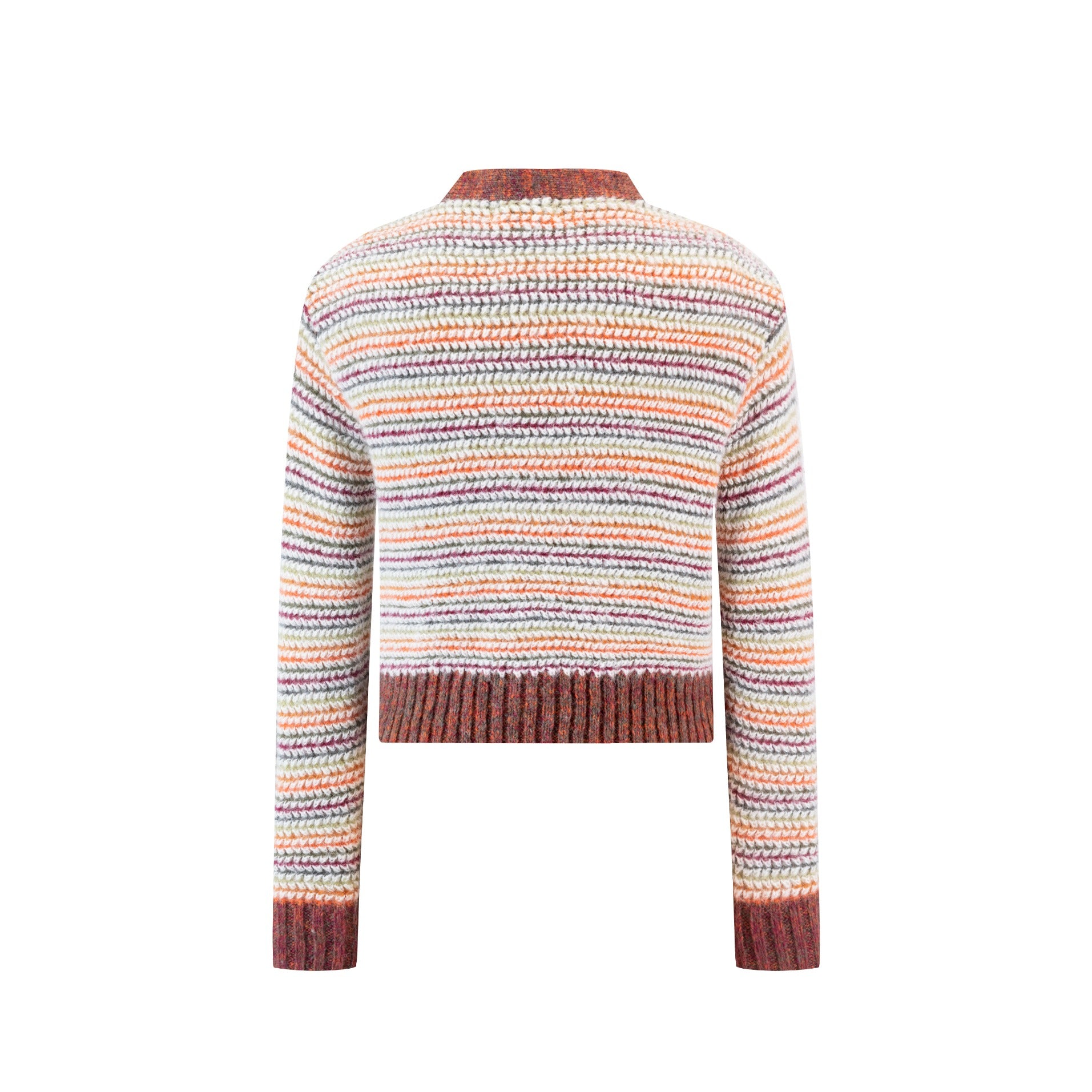 Ivory Cardigan With Multicolored Stripes