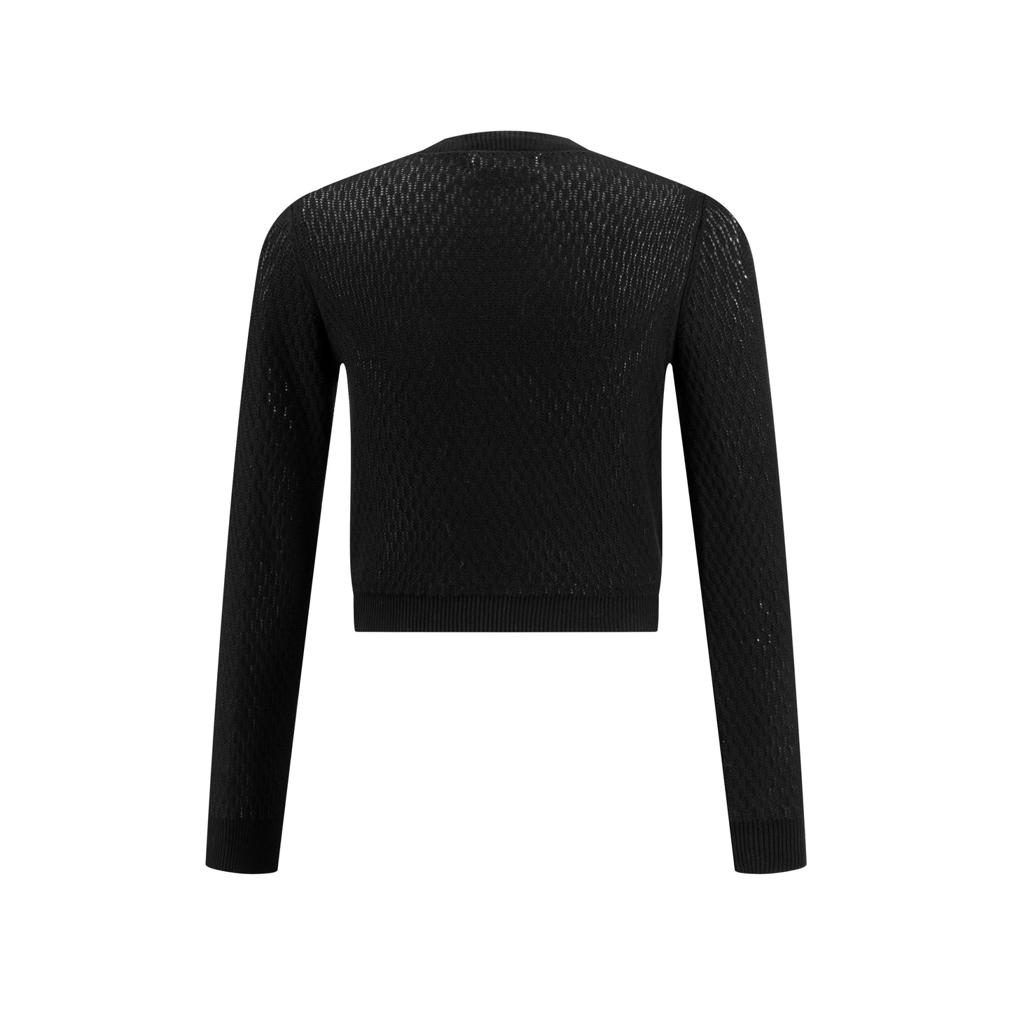 Black Knit See Through Crew Neck Top