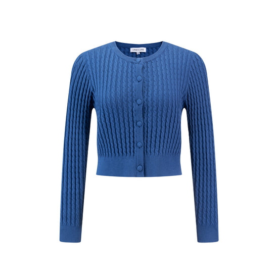 Blue Cable Knit Cardigan