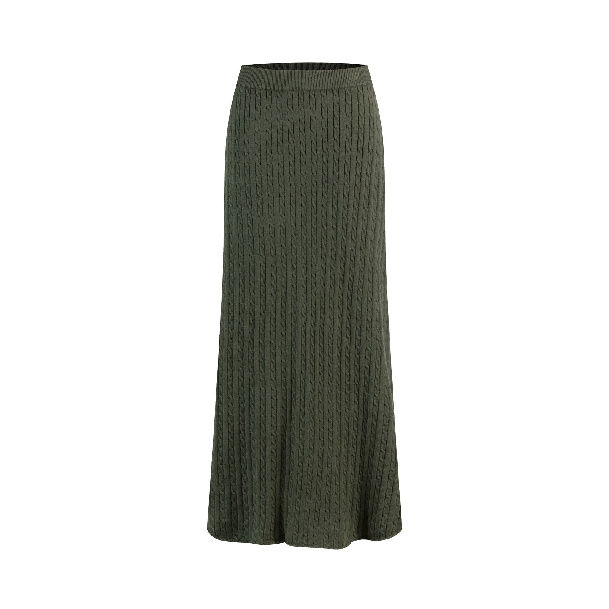 Olive Cable Skirt