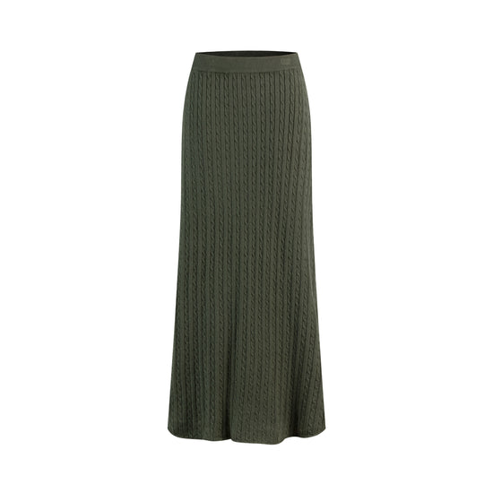 Olive Cable Skirt