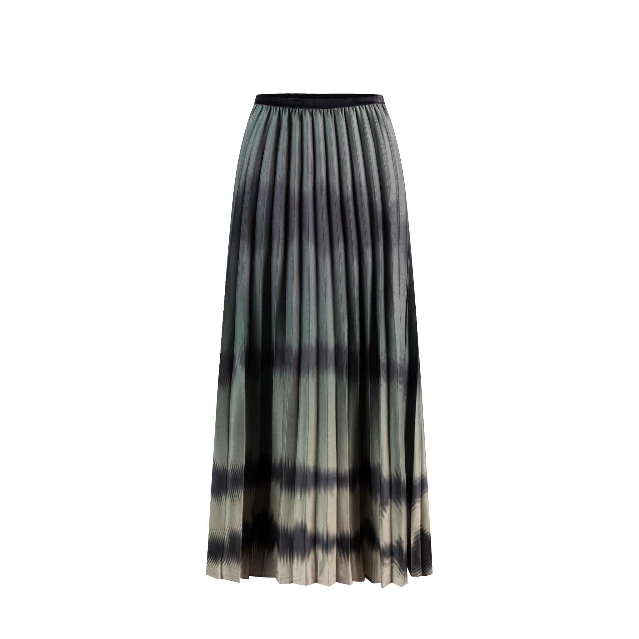 Olive And Black Pleated Skirt