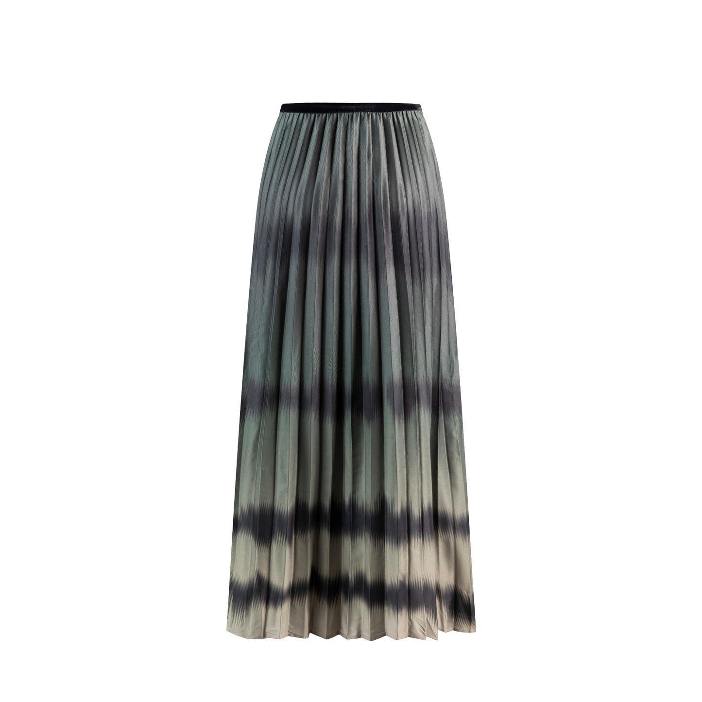 Olive And Black Pleated Skirt