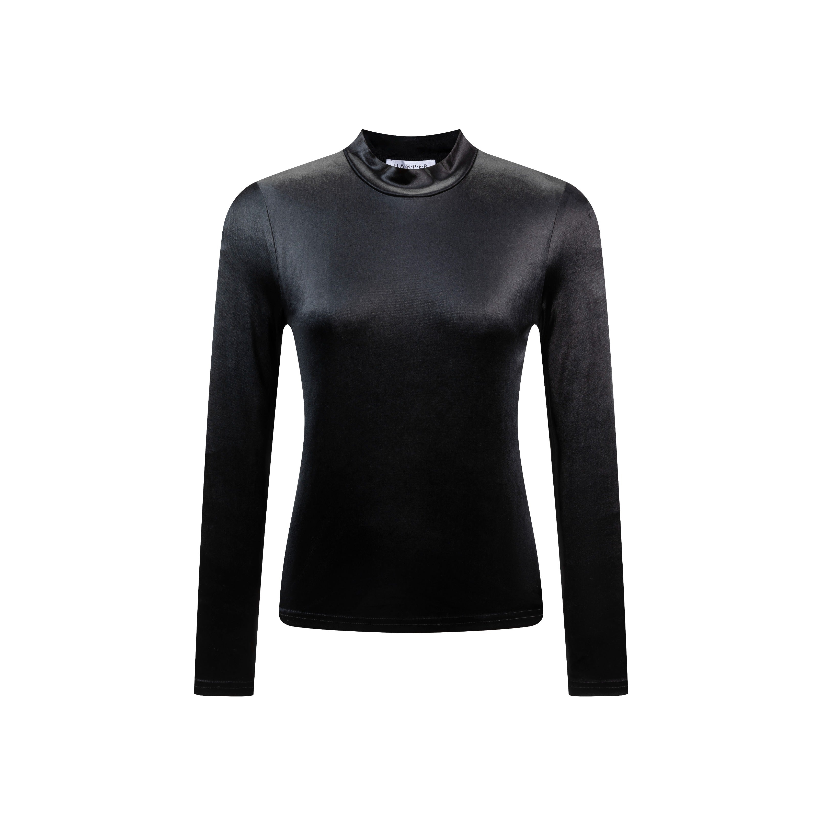 Black Velevet Mock Neck Top