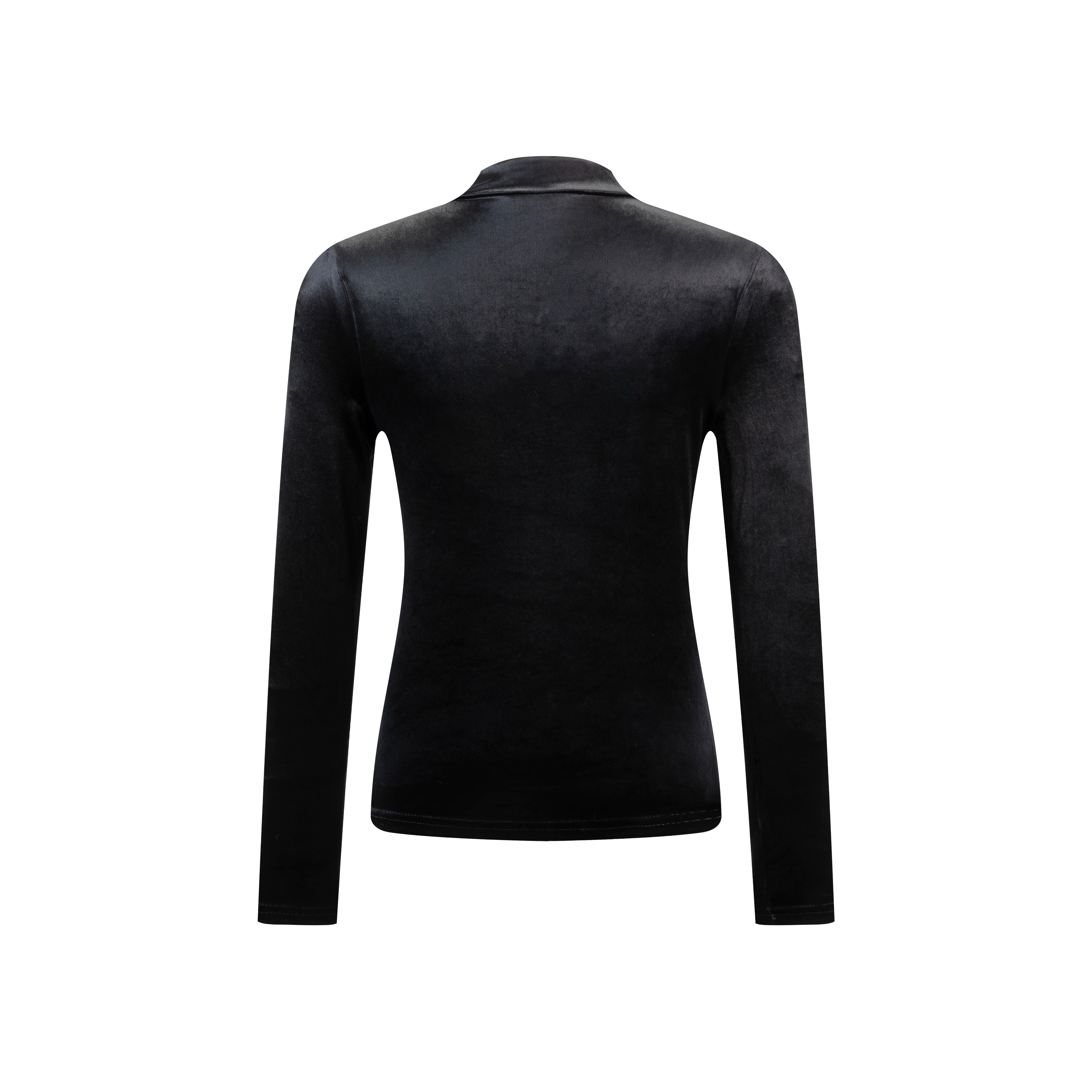 Black Velevet Mock Neck Top