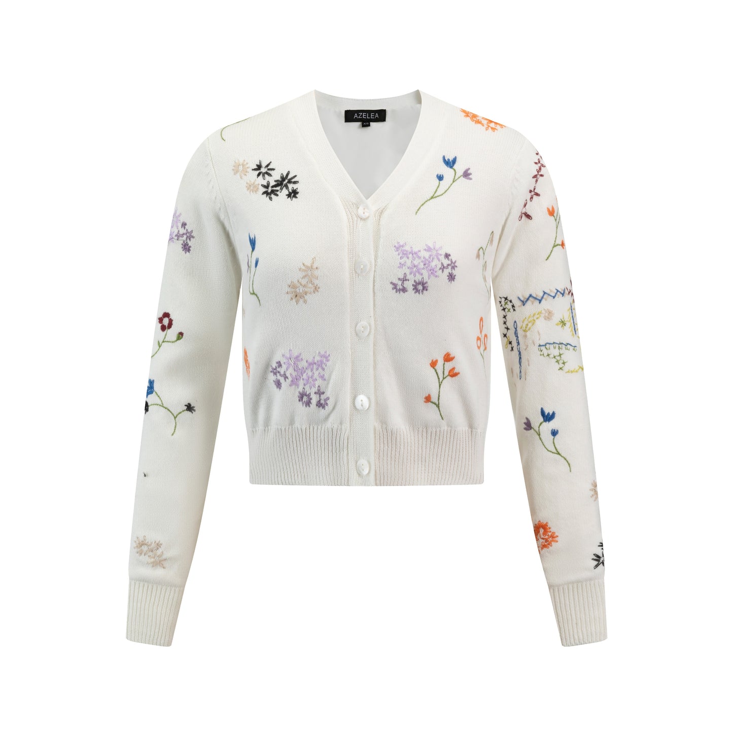 Ivory Multi Coored Embroidered Cardigan