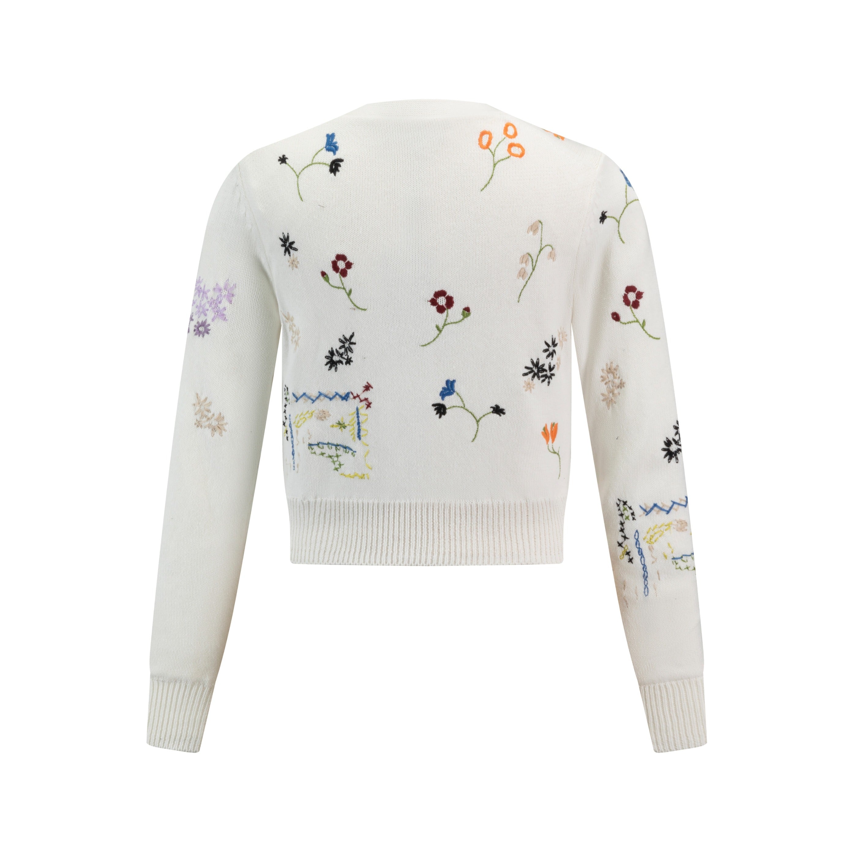 Ivory Multi Coored Embroidered Cardigan