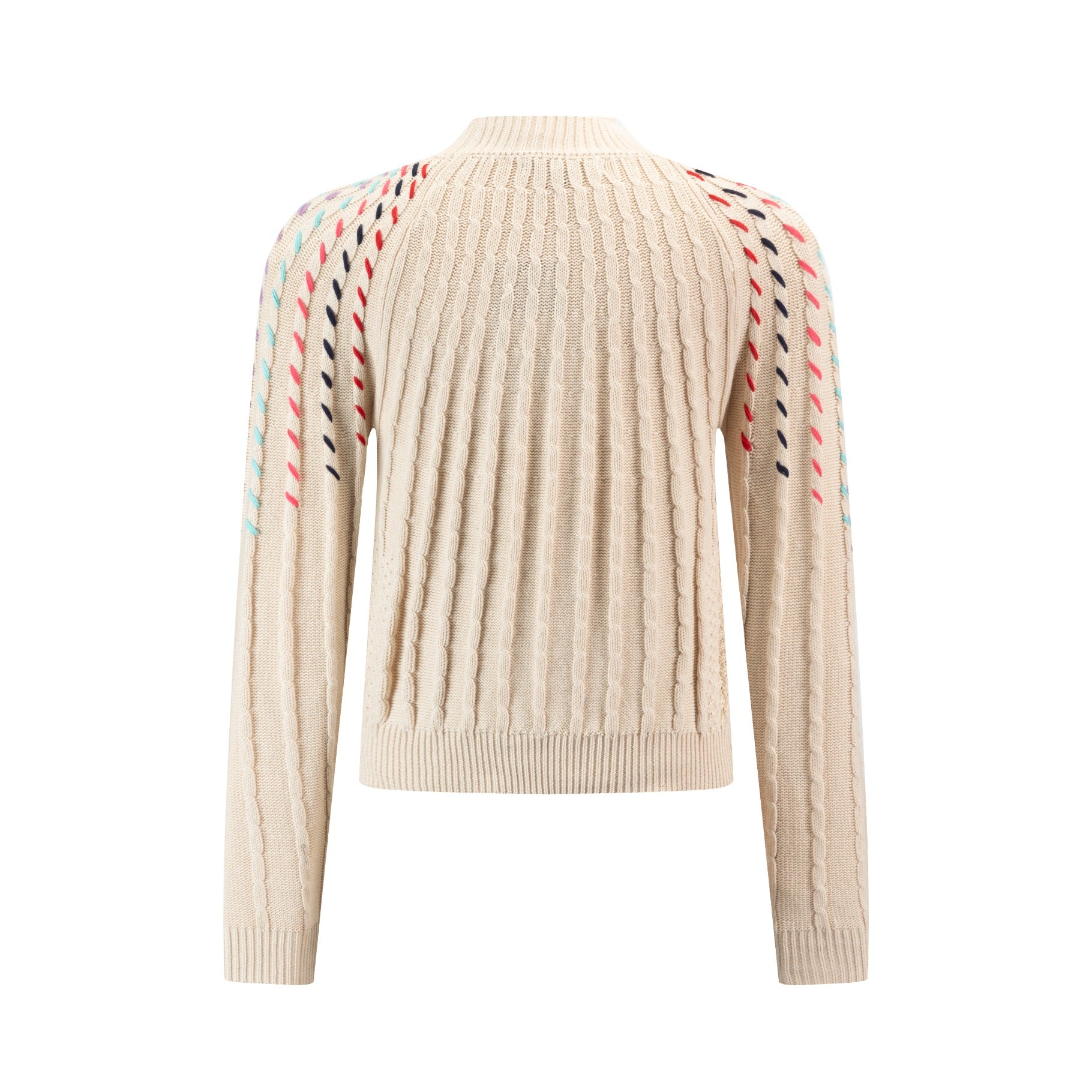 Oatmeal Multi Color Stitchinf Sweater