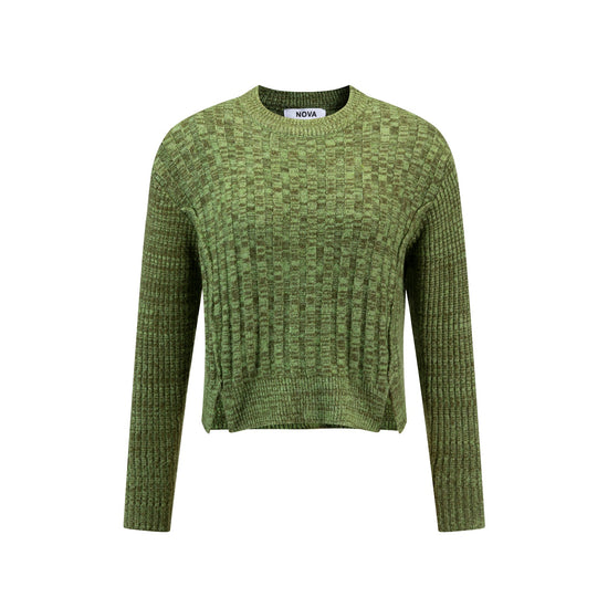 Green And Brown Heathered Sweater