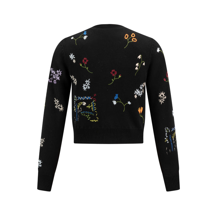 Black Multi Colored Embroidered Cardigan