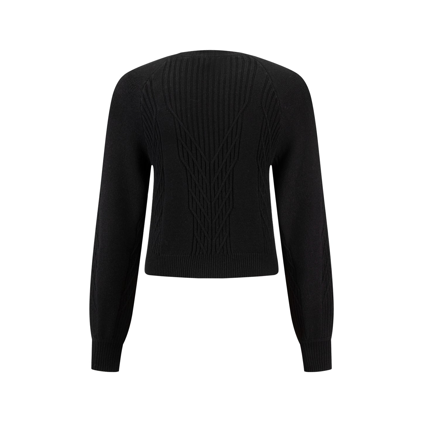 Black Cable Knit Crew Neck Top