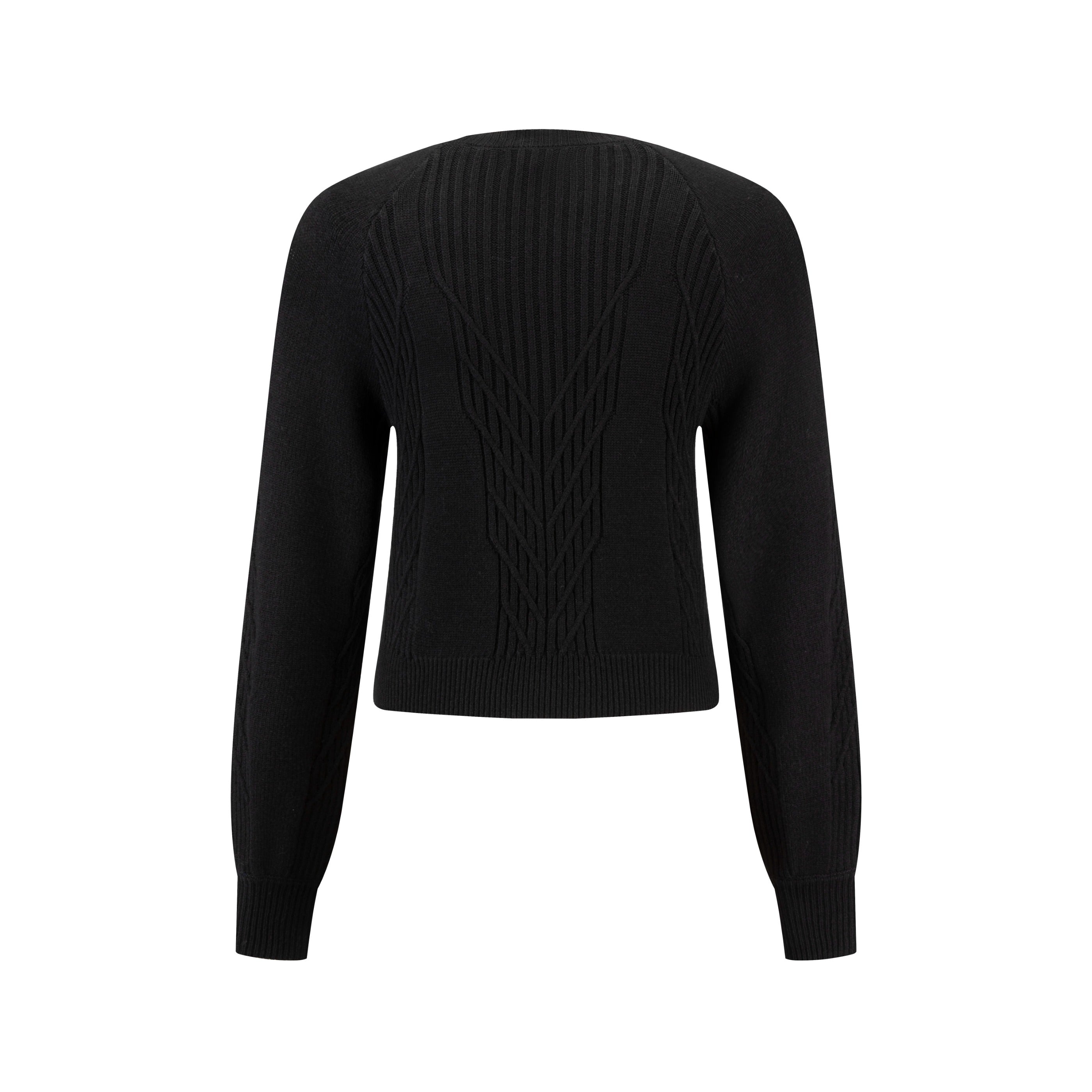 Black Cable Knit Crew Neck Top