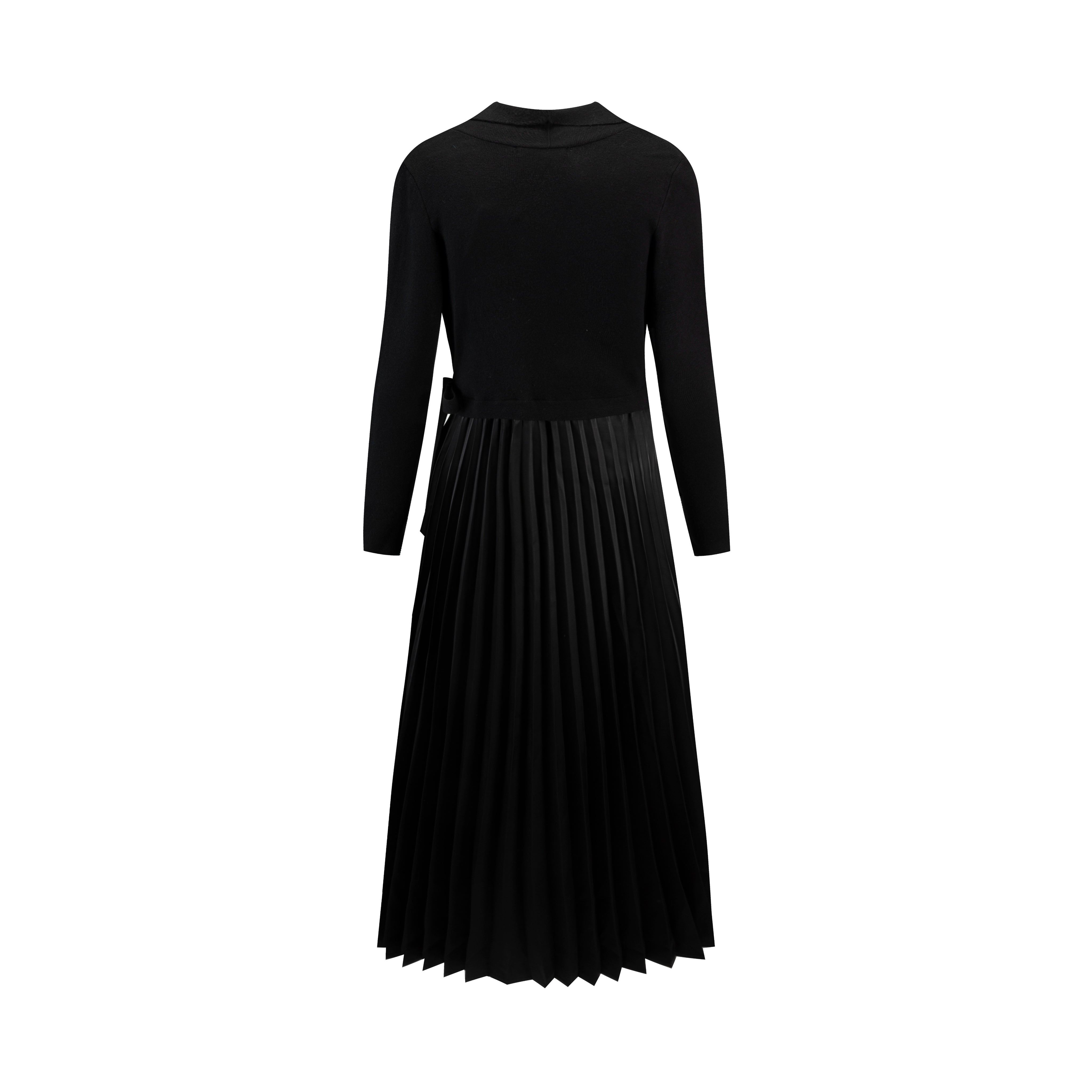 Knit Wrap Pleated Dress