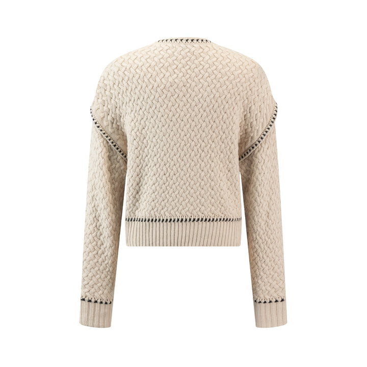 Tan Textured Stitched Collared Knit Top