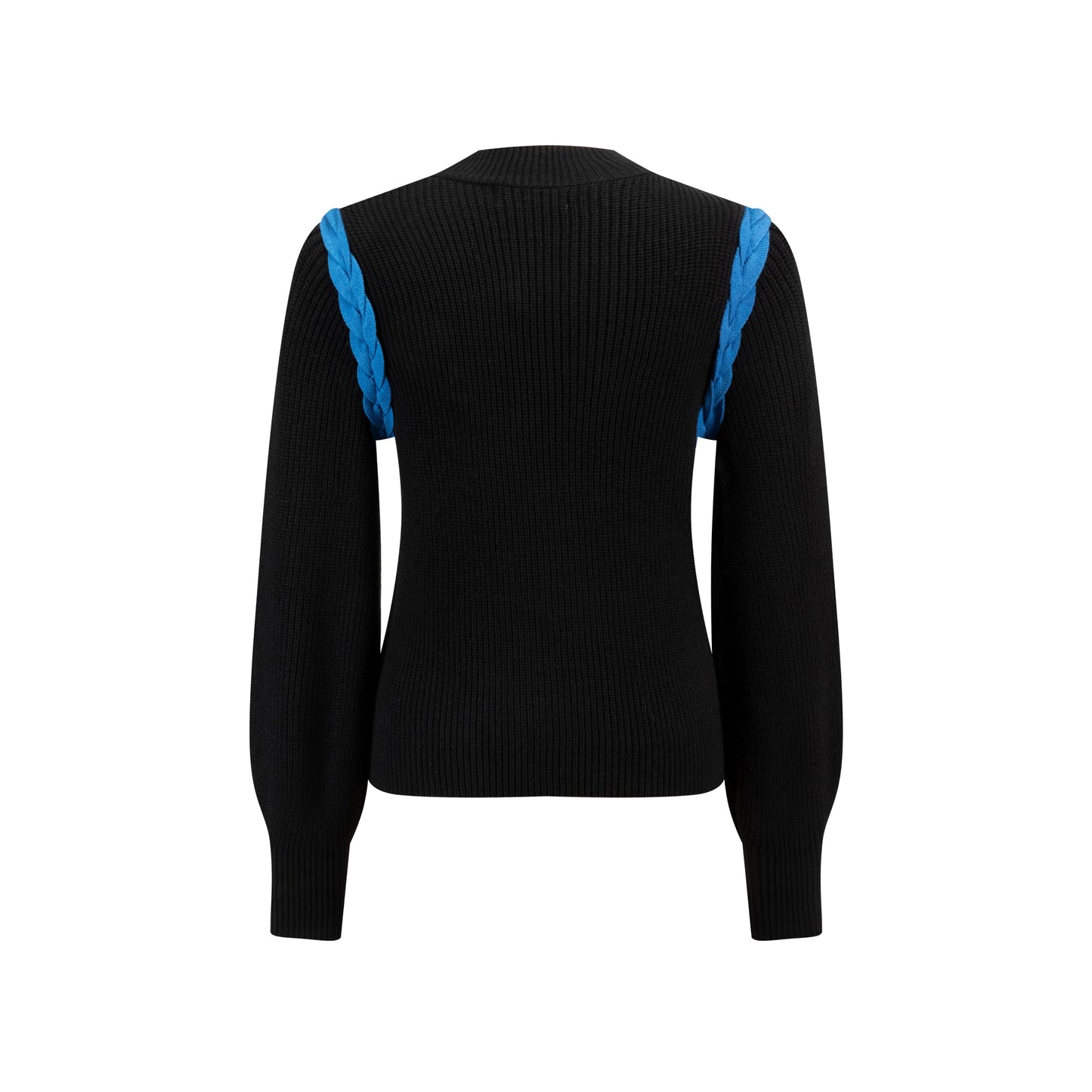 Black Knit With Blue Braided Detailed Top