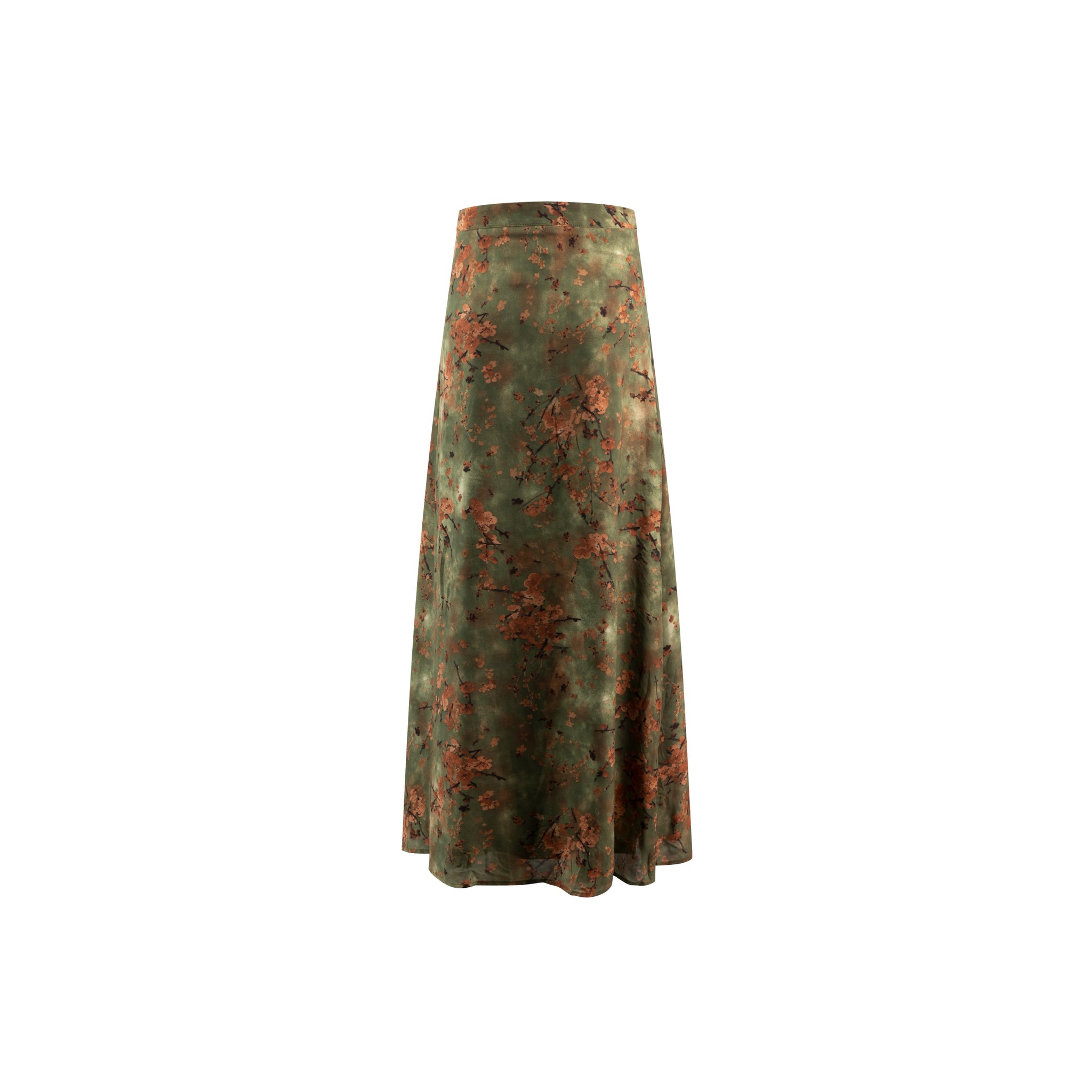 Green And Rust Printed Skirt