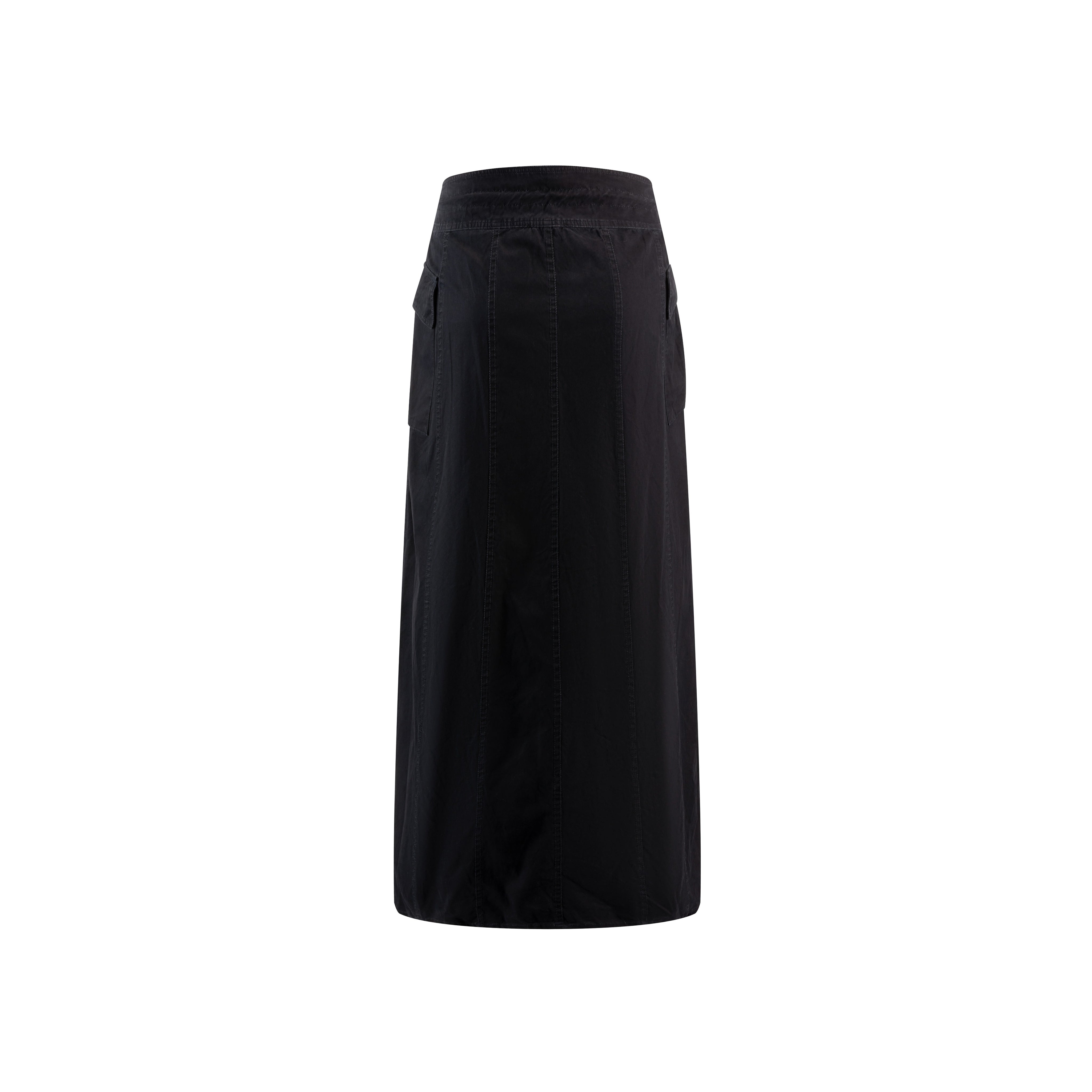 Black Acid Wash Draw String Skirt