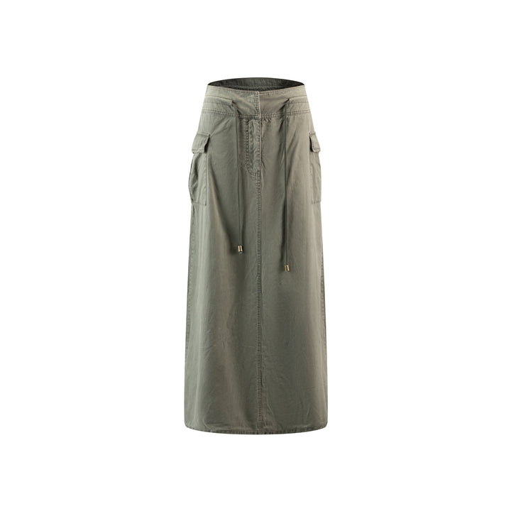 Green Acid Wash Draw String Skirt