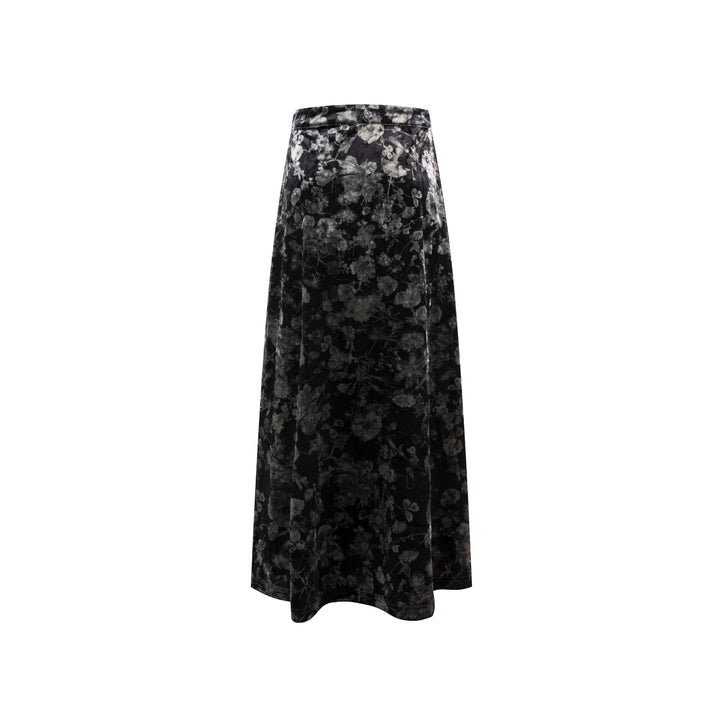 Grey Velour Floral Skirt