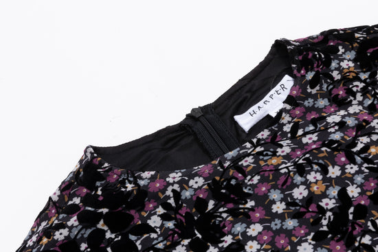 Pressed Velvet Multi Floral Dress