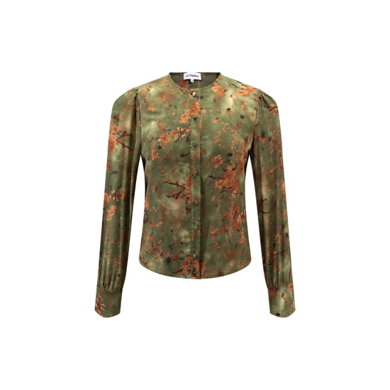 Green And Rust Printed Shirt