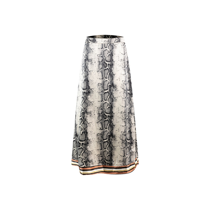 Snake Printed Satin Skirt