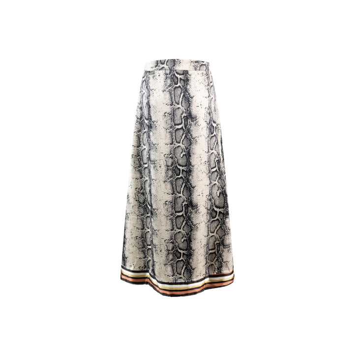 Snake Printed Satin Skirt