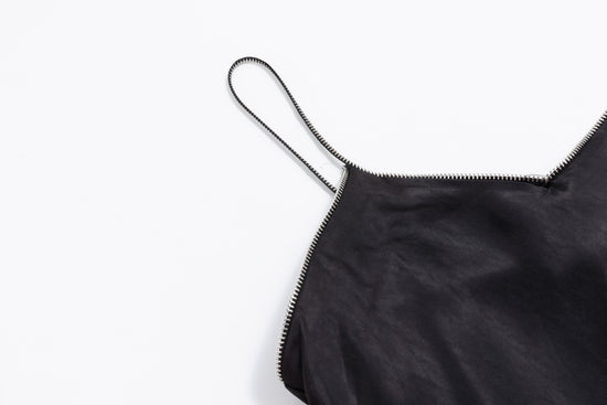 Black Jumper With Exposed Silver Zipper Trim