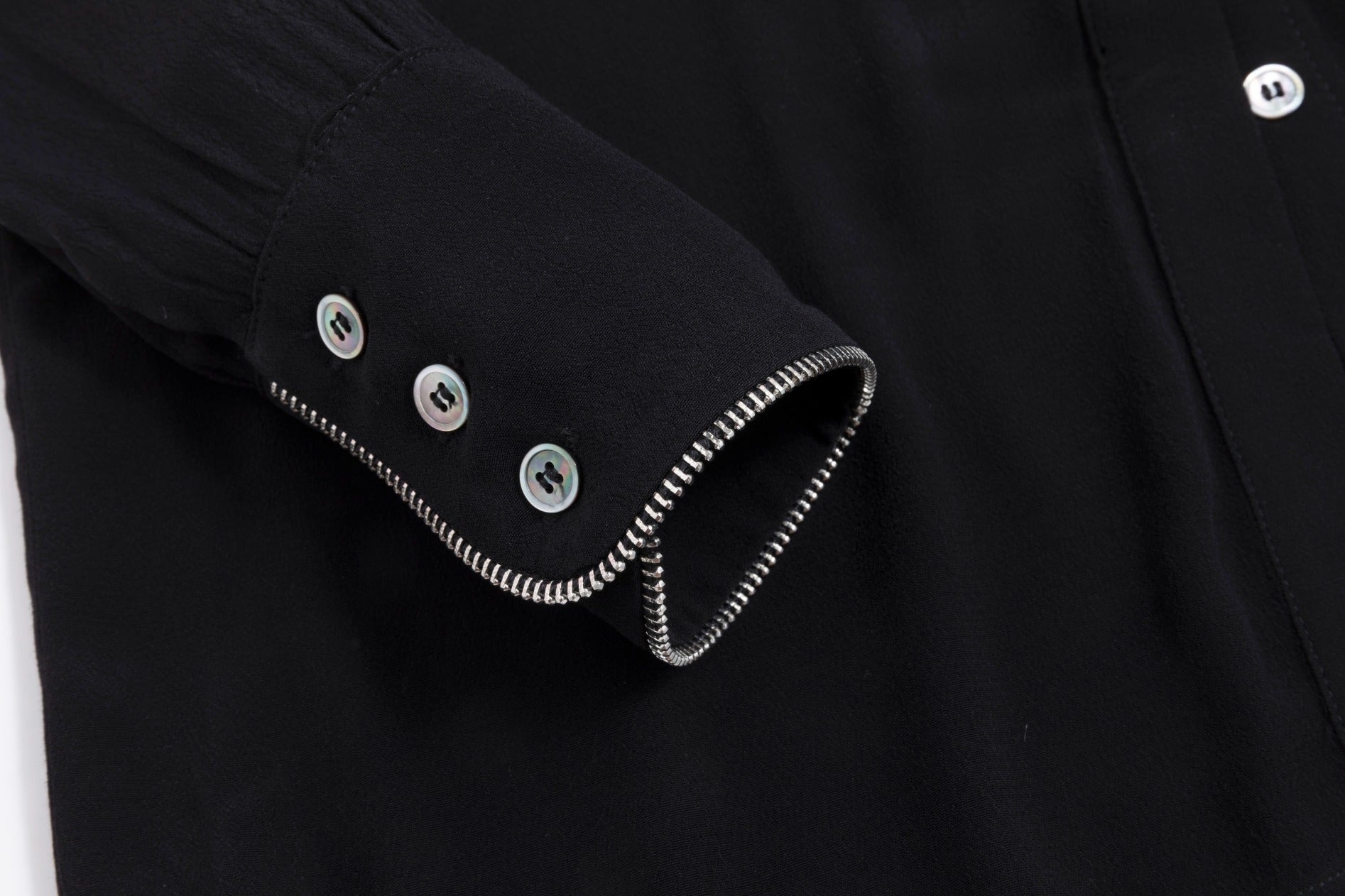 Black Jumper With Exposed Silver Zipper Trim